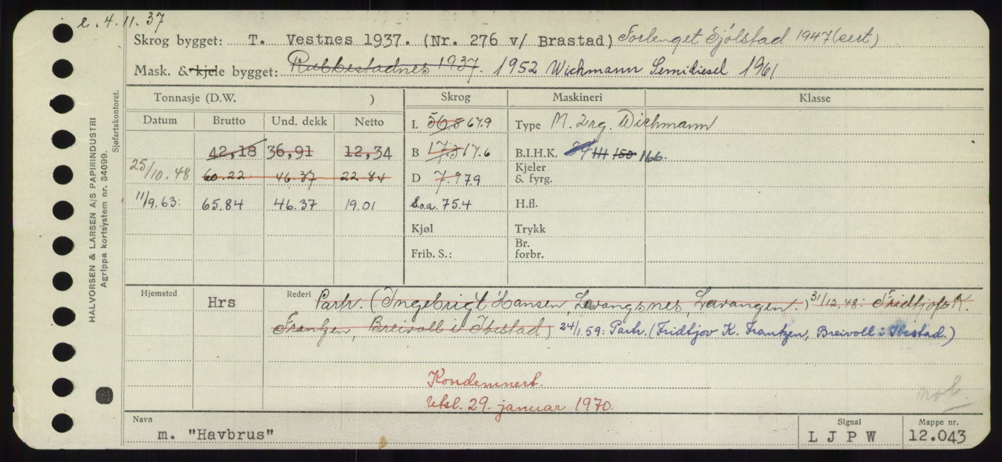 Sjøfartsdirektoratet med forløpere, Skipsmålingen, RA/S-1627/H/Hd/L0014: Fartøy, H-Havl, p. 489