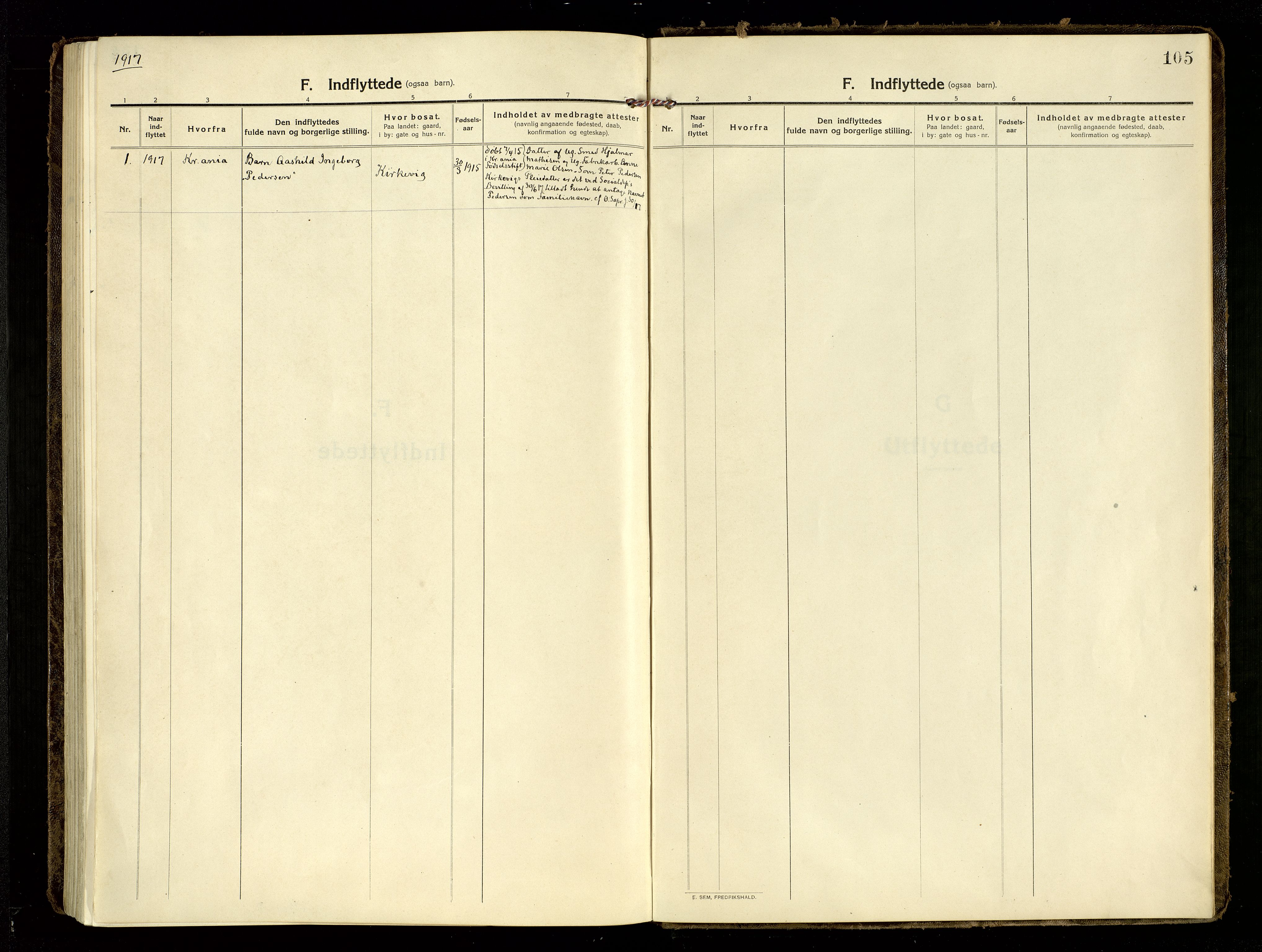 Oddernes sokneprestkontor, SAK/1111-0033/F/Fa/Fab/L0004: Parish register (official) no. A 4, 1916-1935, p. 105