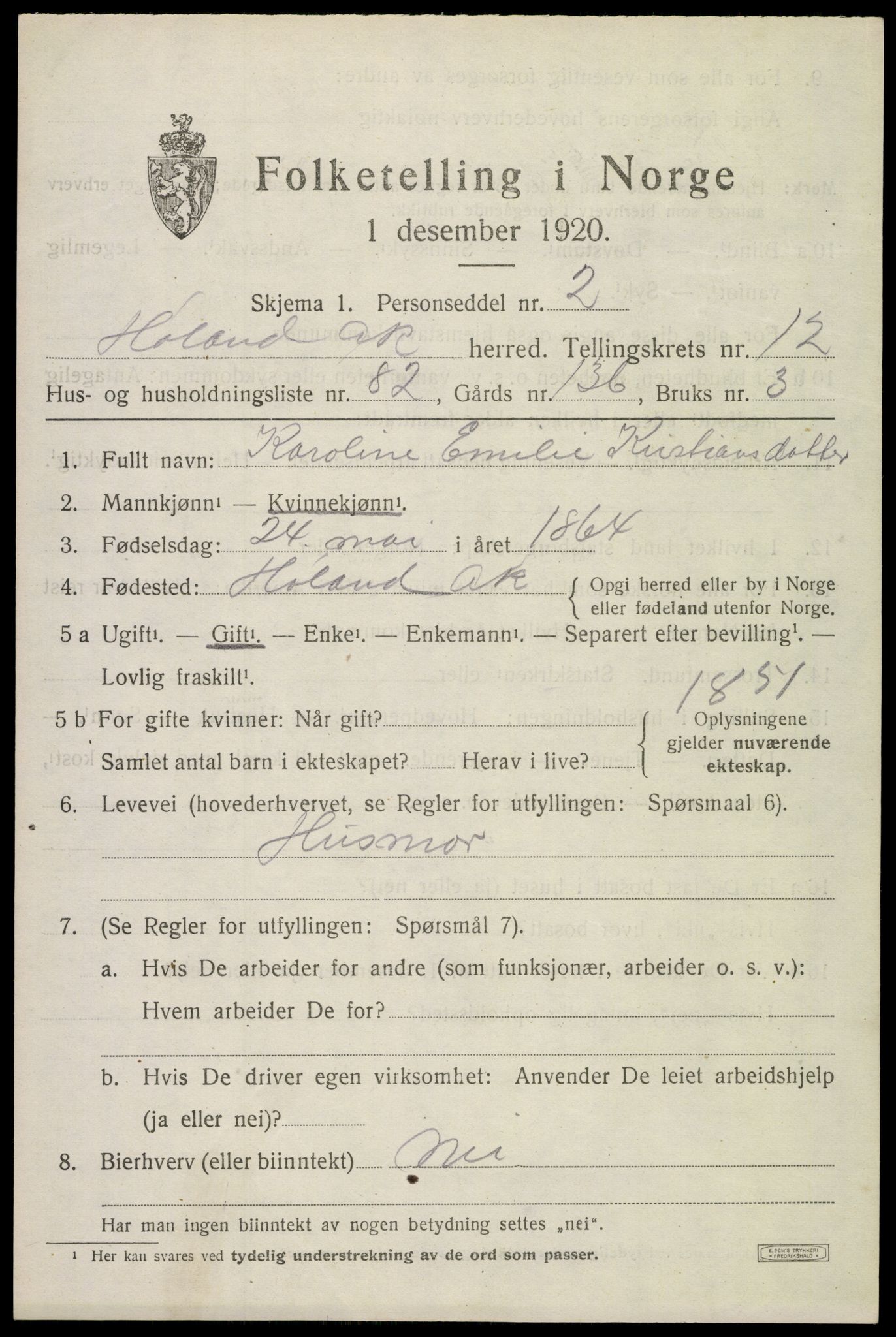 SAO, 1920 census for Høland, 1920, p. 12537