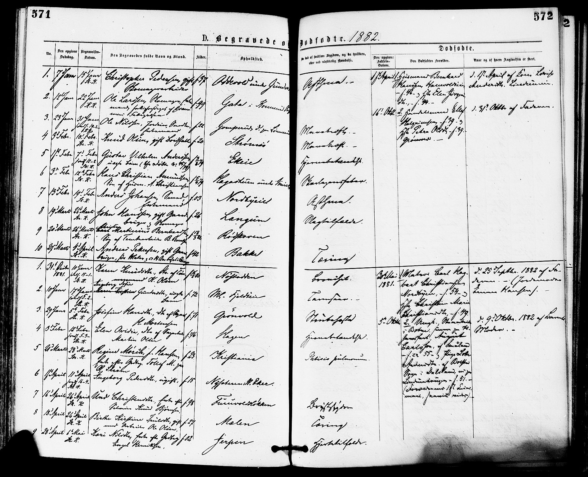 Skoger kirkebøker, AV/SAKO-A-59/F/Fa/L0005: Parish register (official) no. I 5, 1873-1884, p. 571-572