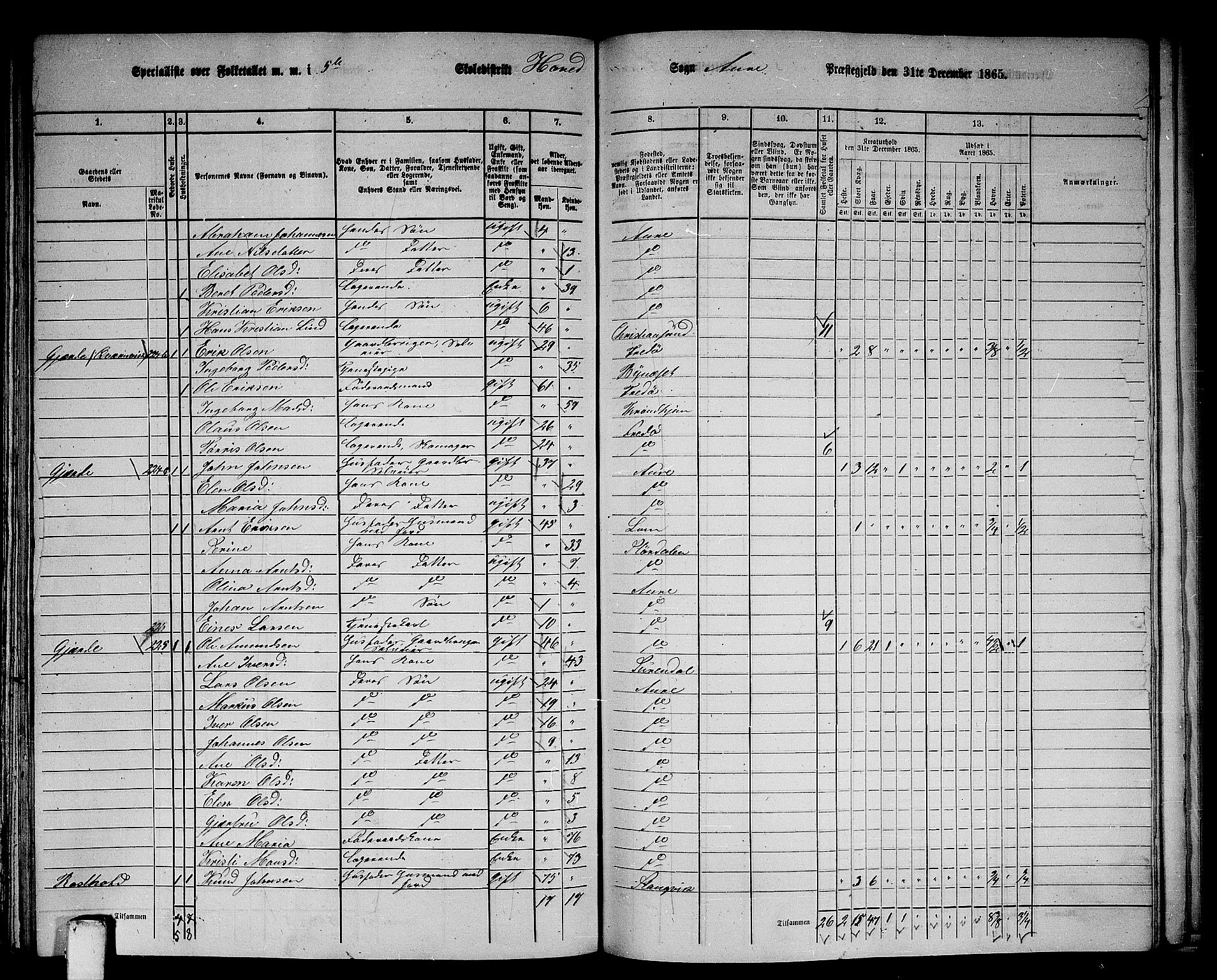 RA, 1865 census for Aure, 1865, p. 126