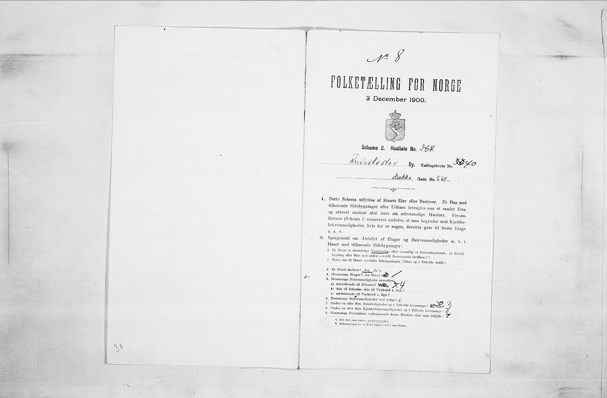 SAO, 1900 census for Fredrikstad, 1900