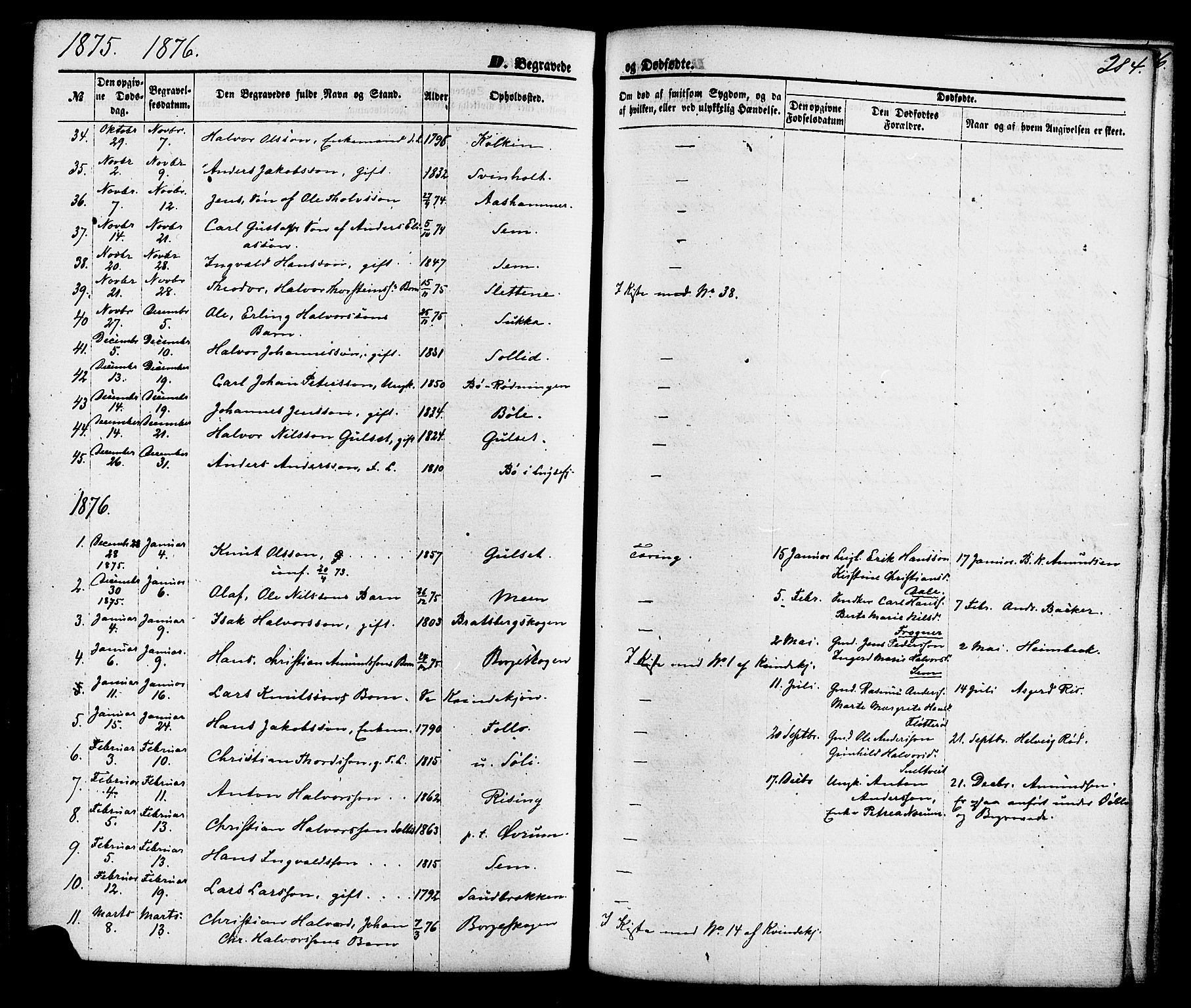 Gjerpen kirkebøker, SAKO/A-265/F/Fa/L0009: Parish register (official) no. I 9, 1872-1885, p. 284