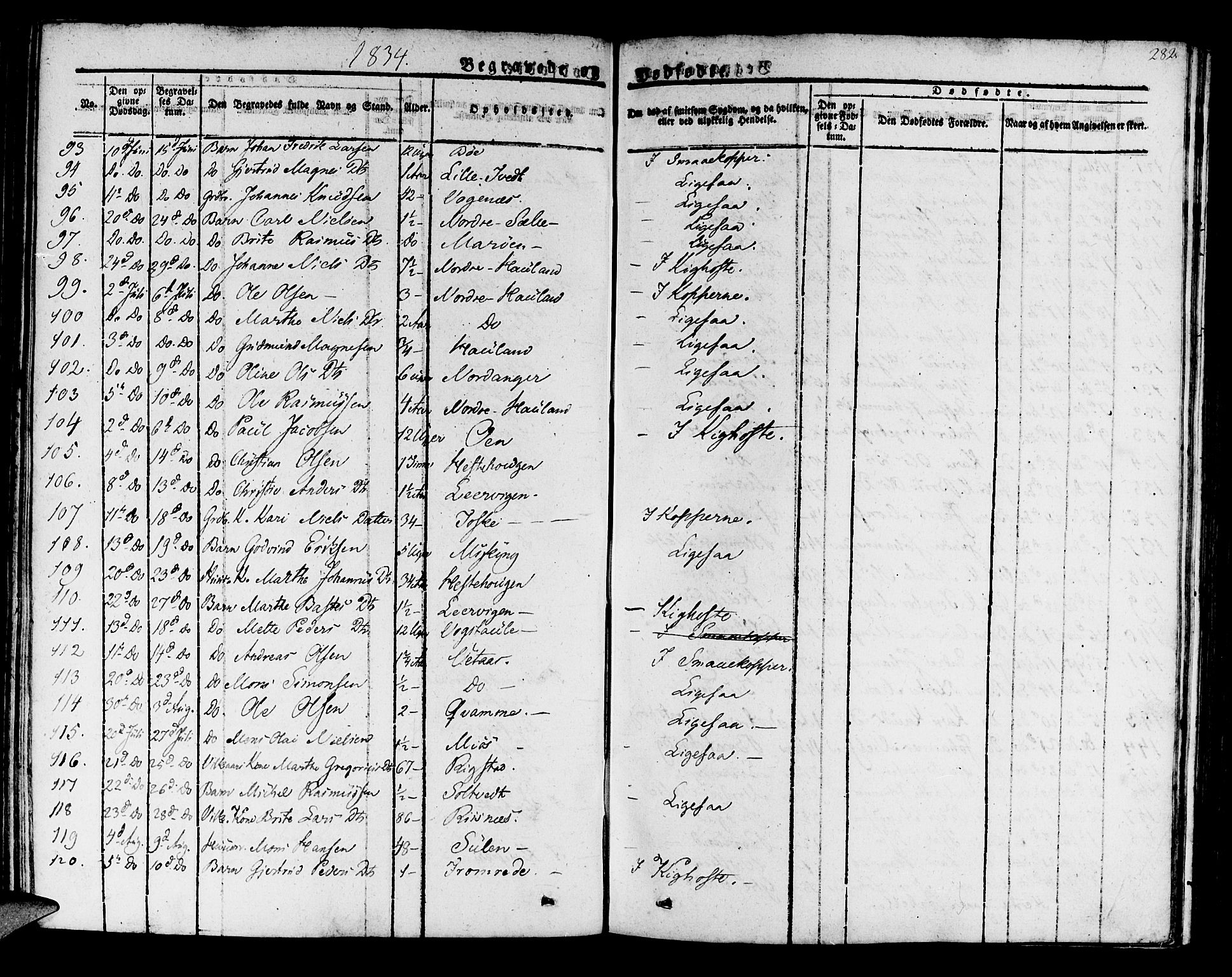 Manger sokneprestembete, AV/SAB-A-76801/H/Haa: Parish register (official) no. A 4, 1824-1838, p. 282