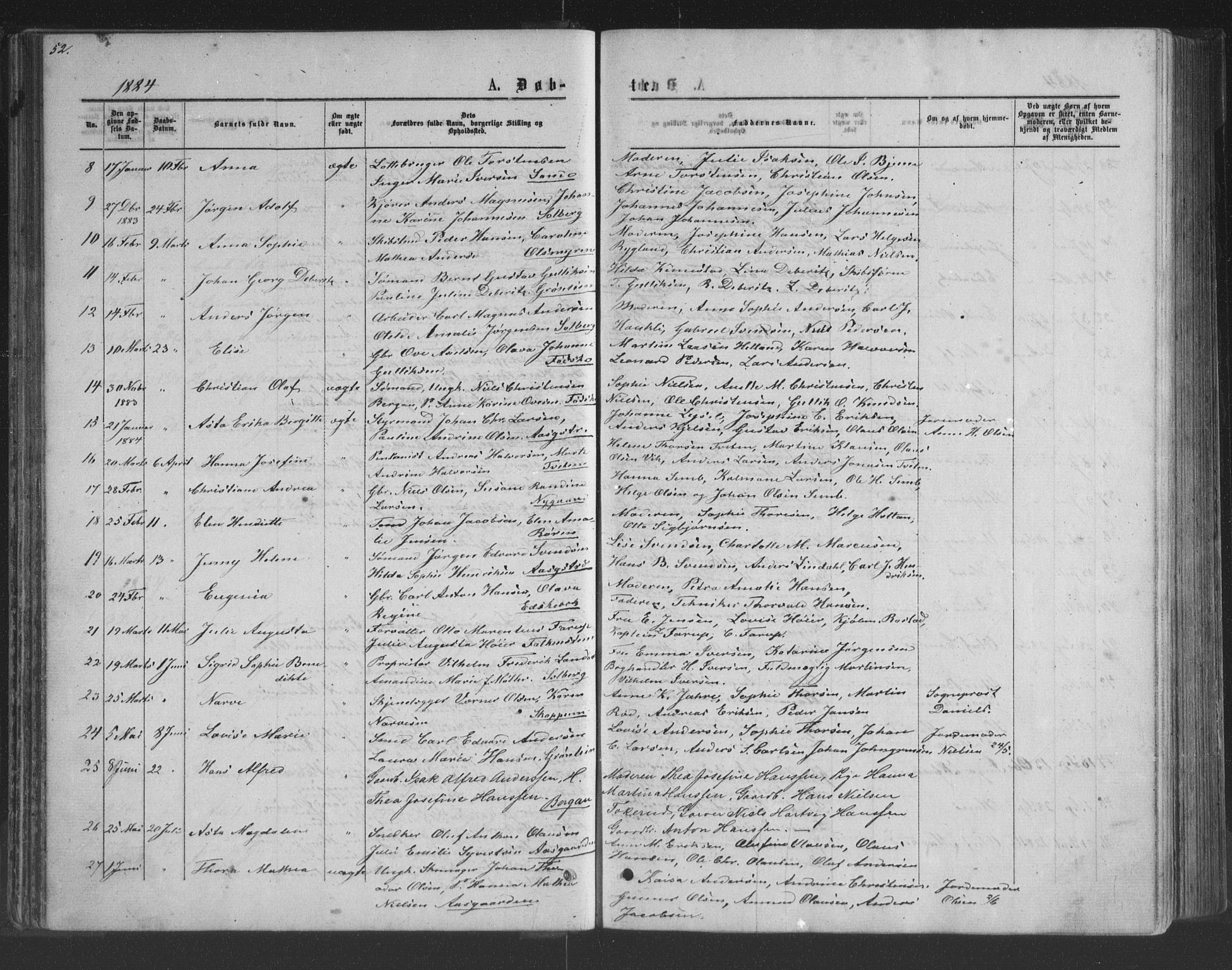 Borre kirkebøker, AV/SAKO-A-338/G/Ga/L0003: Parish register (copy) no. I 3, 1871-1892, p. 52