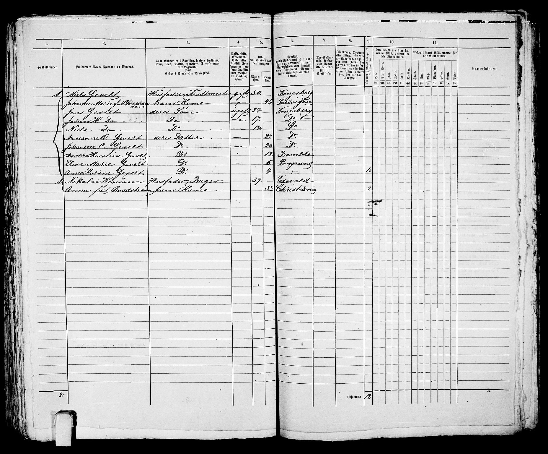 RA, 1865 census for Porsgrunn, 1865, p. 387