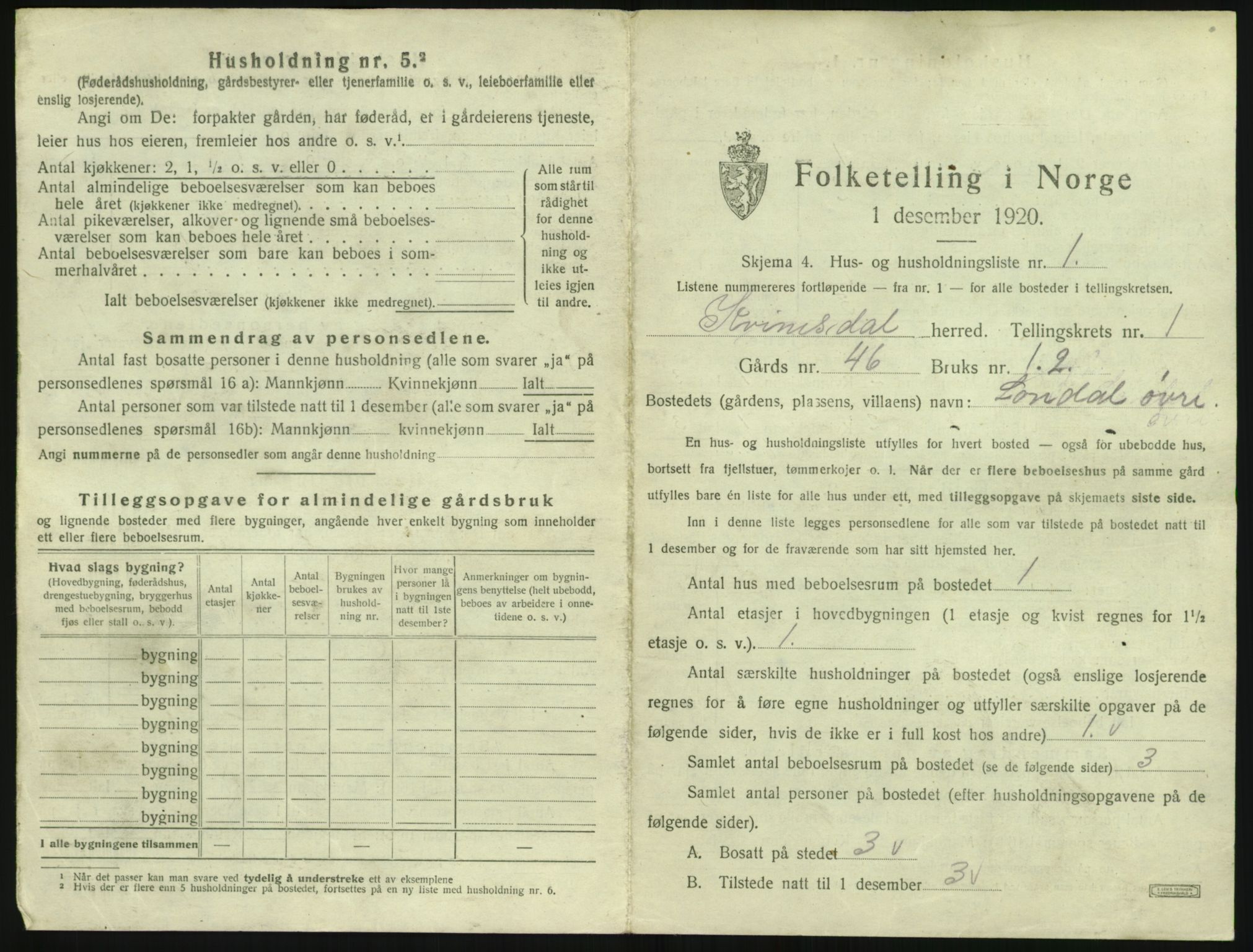 SAK, 1920 census for Kvinesdal, 1920, p. 37