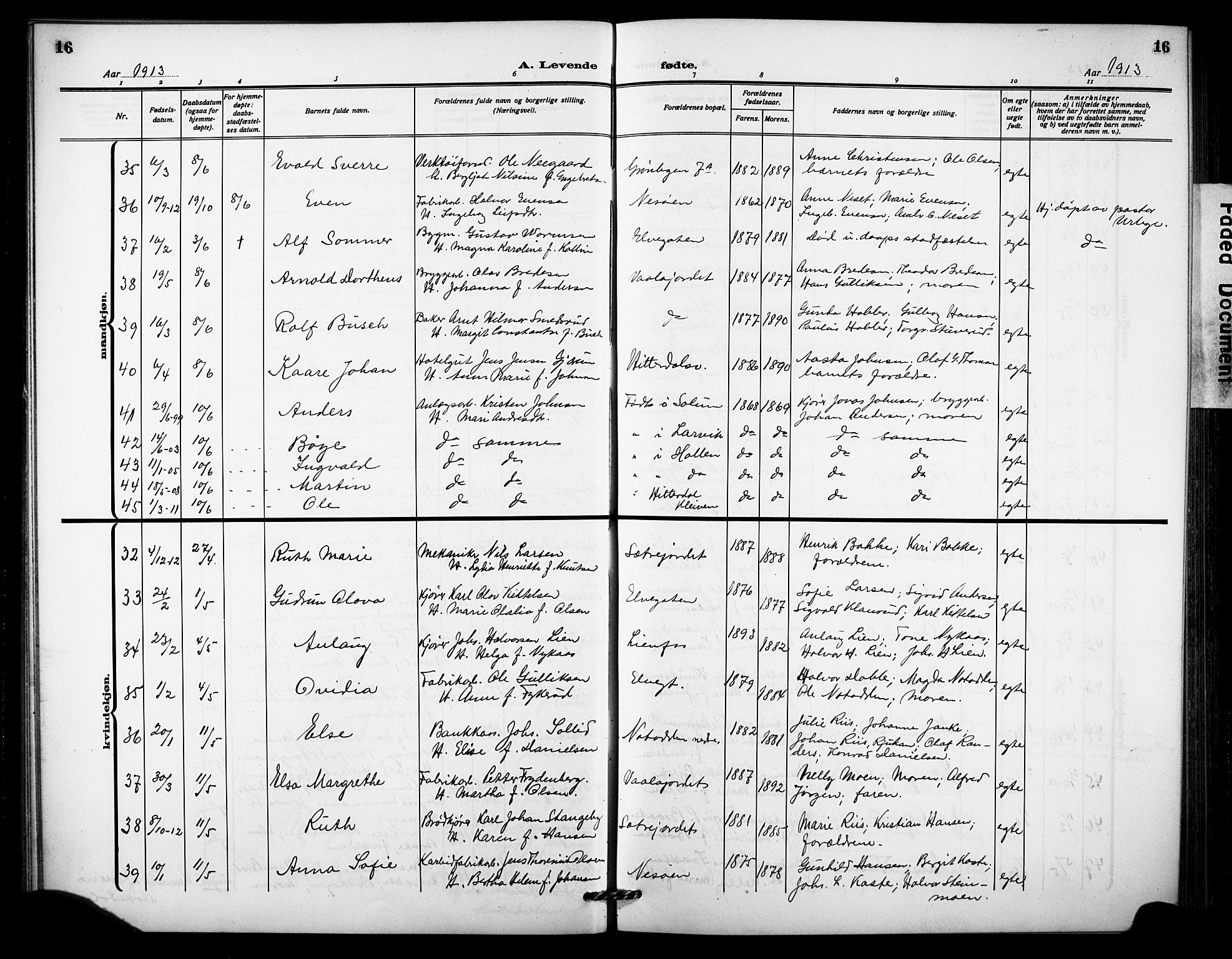 Notodden kirkebøker, AV/SAKO-A-290/G/Ga/L0001: Parish register (copy) no. 1, 1912-1923, p. 16