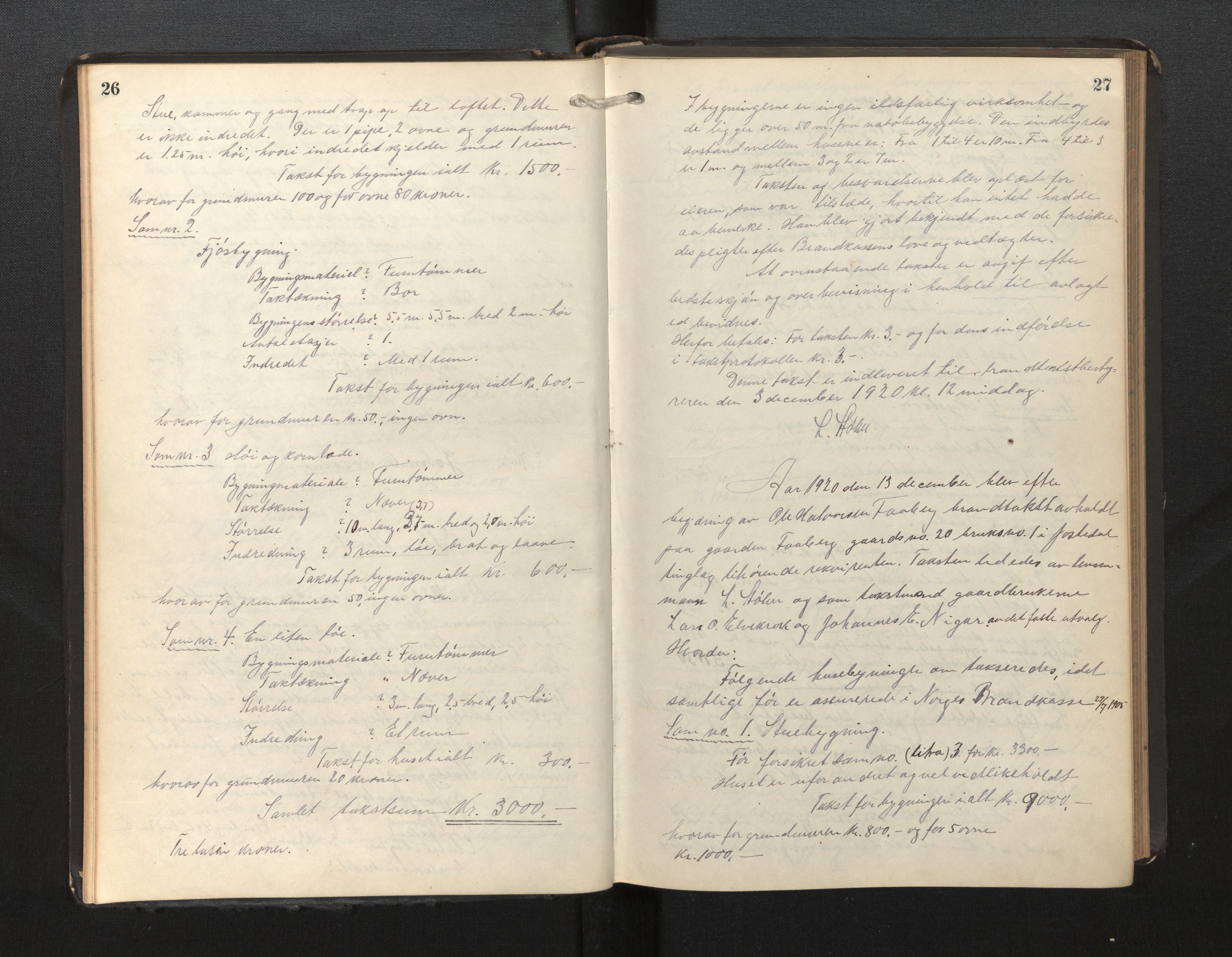 Lensmannen i Jostedal, AV/SAB-A-28601/0012/L0002: Branntakstprotokoll, 1919-1952, p. 26-27