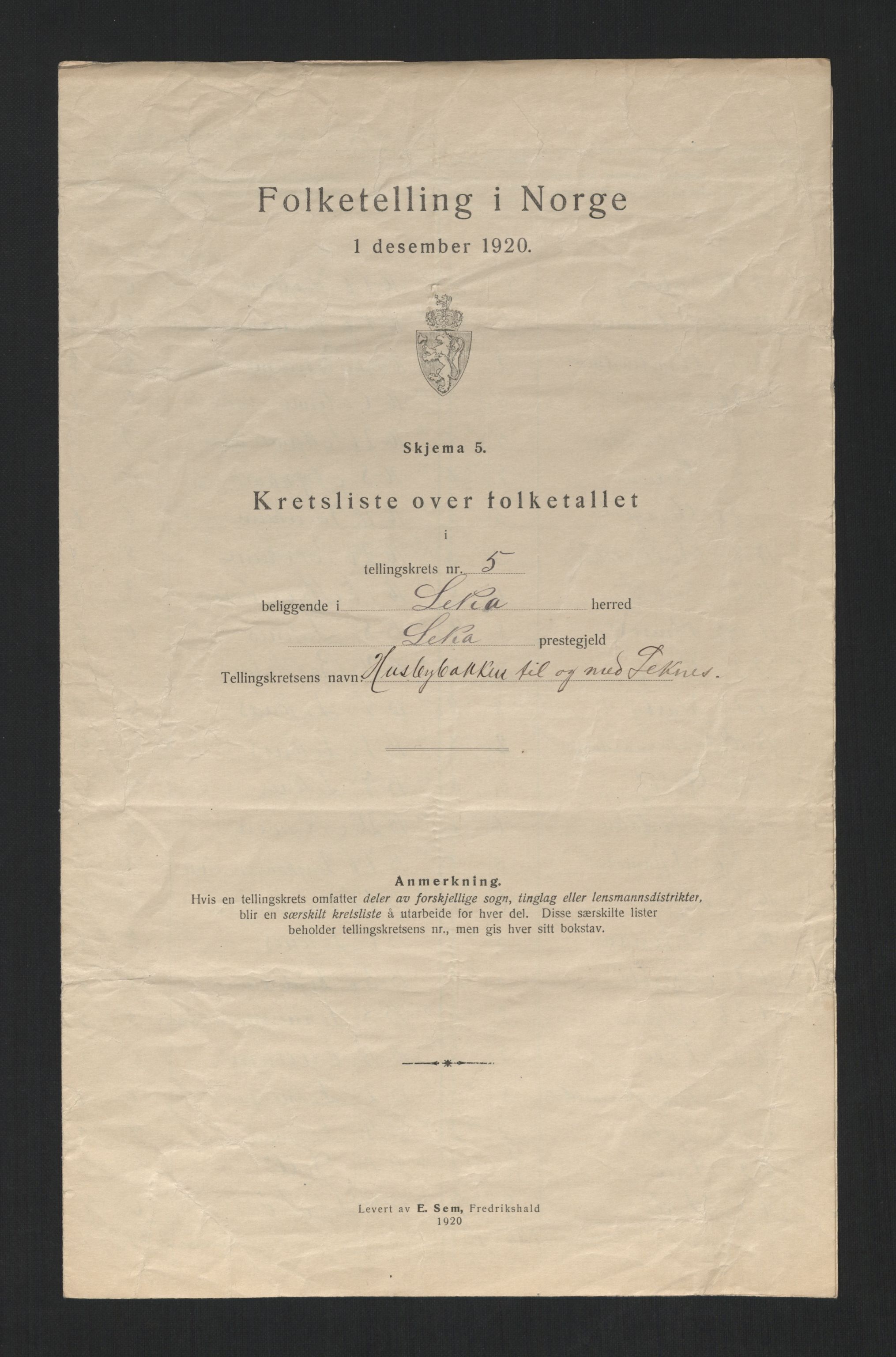 SAT, 1920 census for Leka, 1920, p. 19