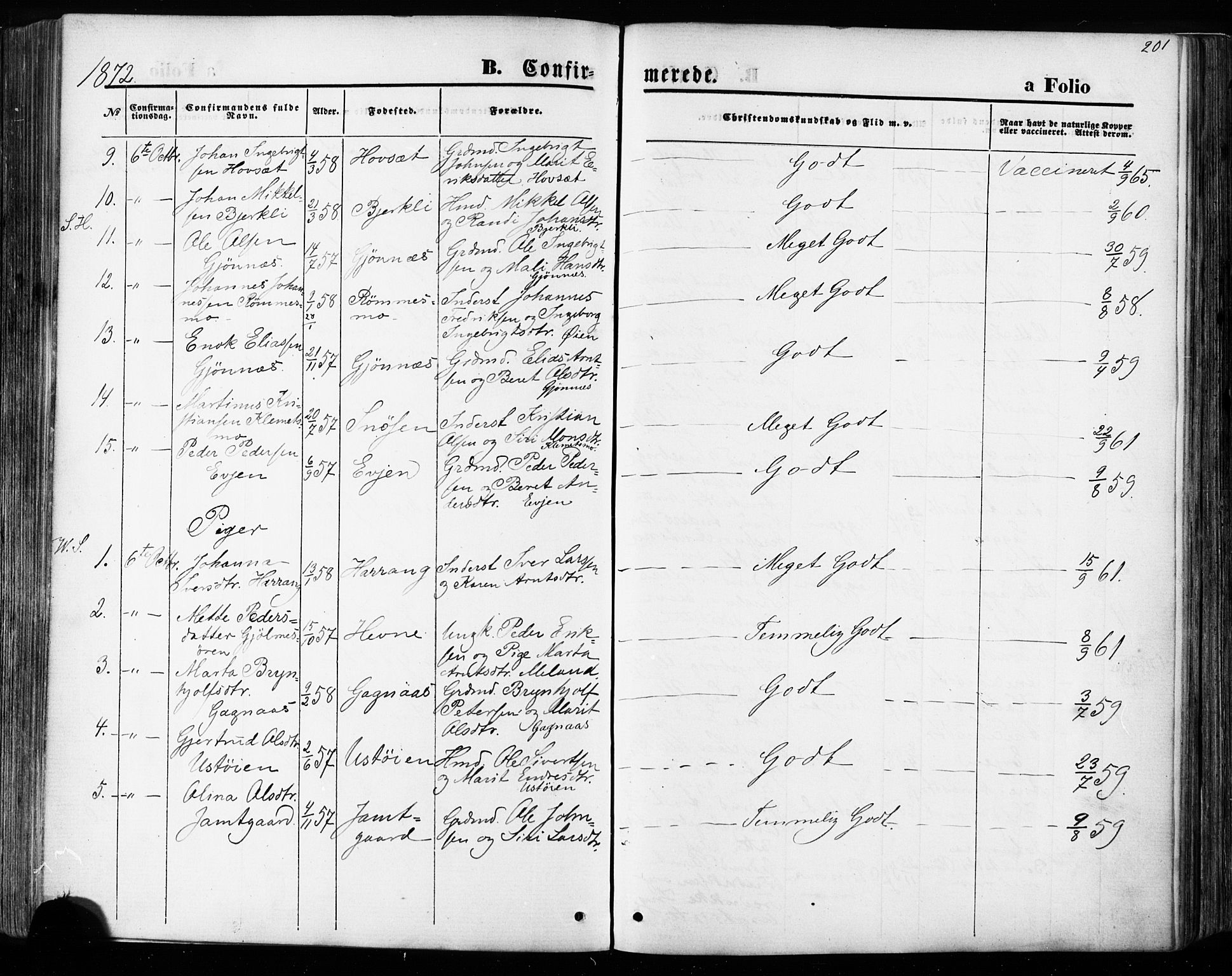 Ministerialprotokoller, klokkerbøker og fødselsregistre - Sør-Trøndelag, SAT/A-1456/668/L0807: Parish register (official) no. 668A07, 1870-1880, p. 201