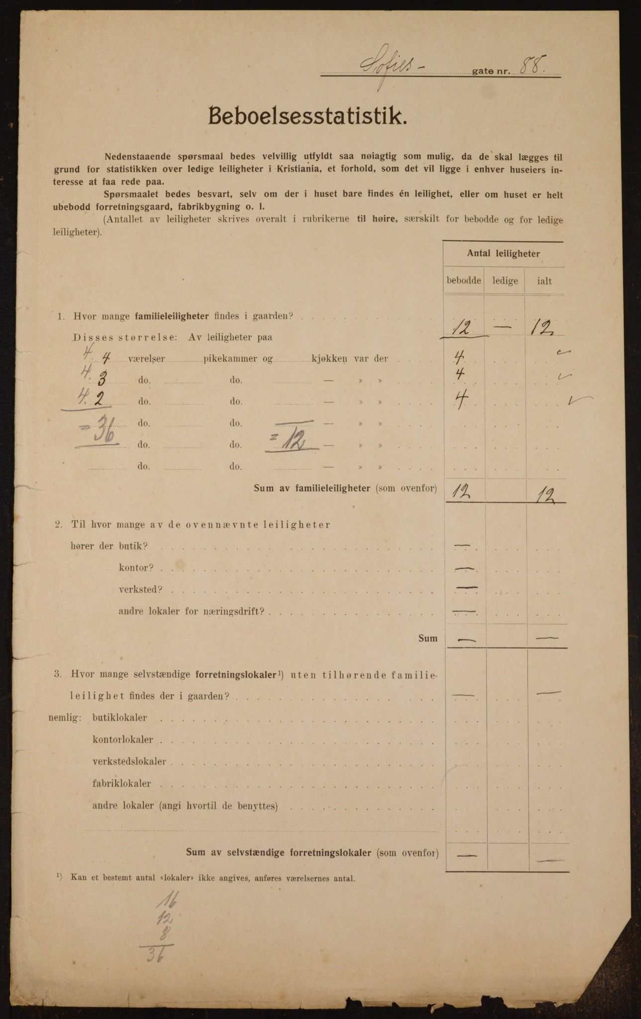 OBA, Municipal Census 1910 for Kristiania, 1910, p. 94666