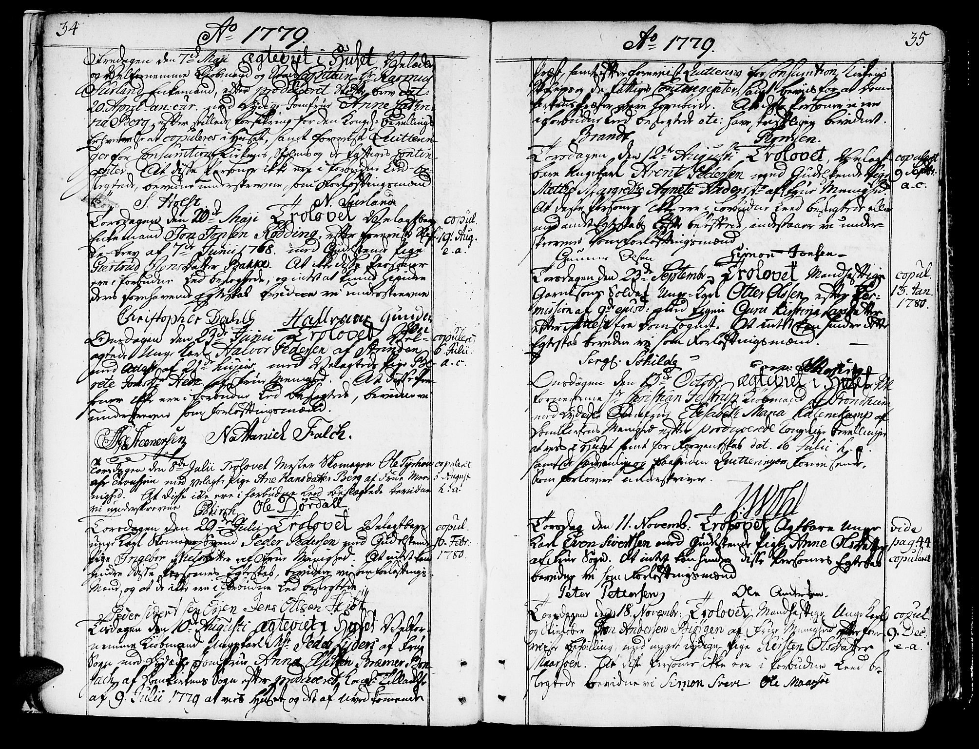 Ministerialprotokoller, klokkerbøker og fødselsregistre - Sør-Trøndelag, SAT/A-1456/602/L0105: Parish register (official) no. 602A03, 1774-1814, p. 34-35