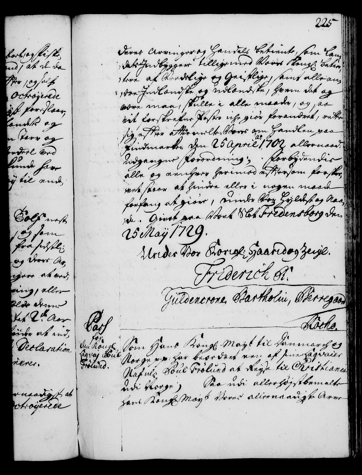 Rentekammeret, Kammerkanselliet, RA/EA-3111/G/Gg/Gga/L0003: Norsk ekspedisjonsprotokoll med register (merket RK 53.3), 1727-1734, p. 225