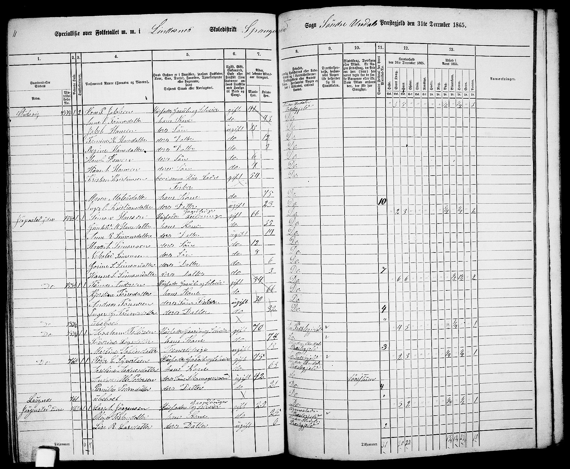 RA, 1865 census for Sør-Audnedal, 1865, p. 193