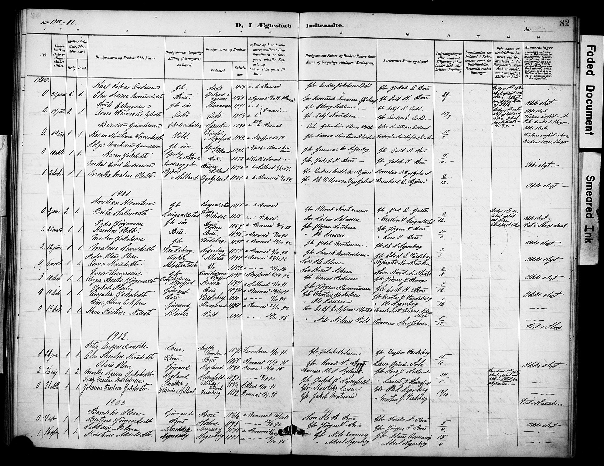 Rennesøy sokneprestkontor, AV/SAST-A -101827/H/Ha/Haa/L0015: Parish register (official) no. A 15, 1891-1908, p. 82