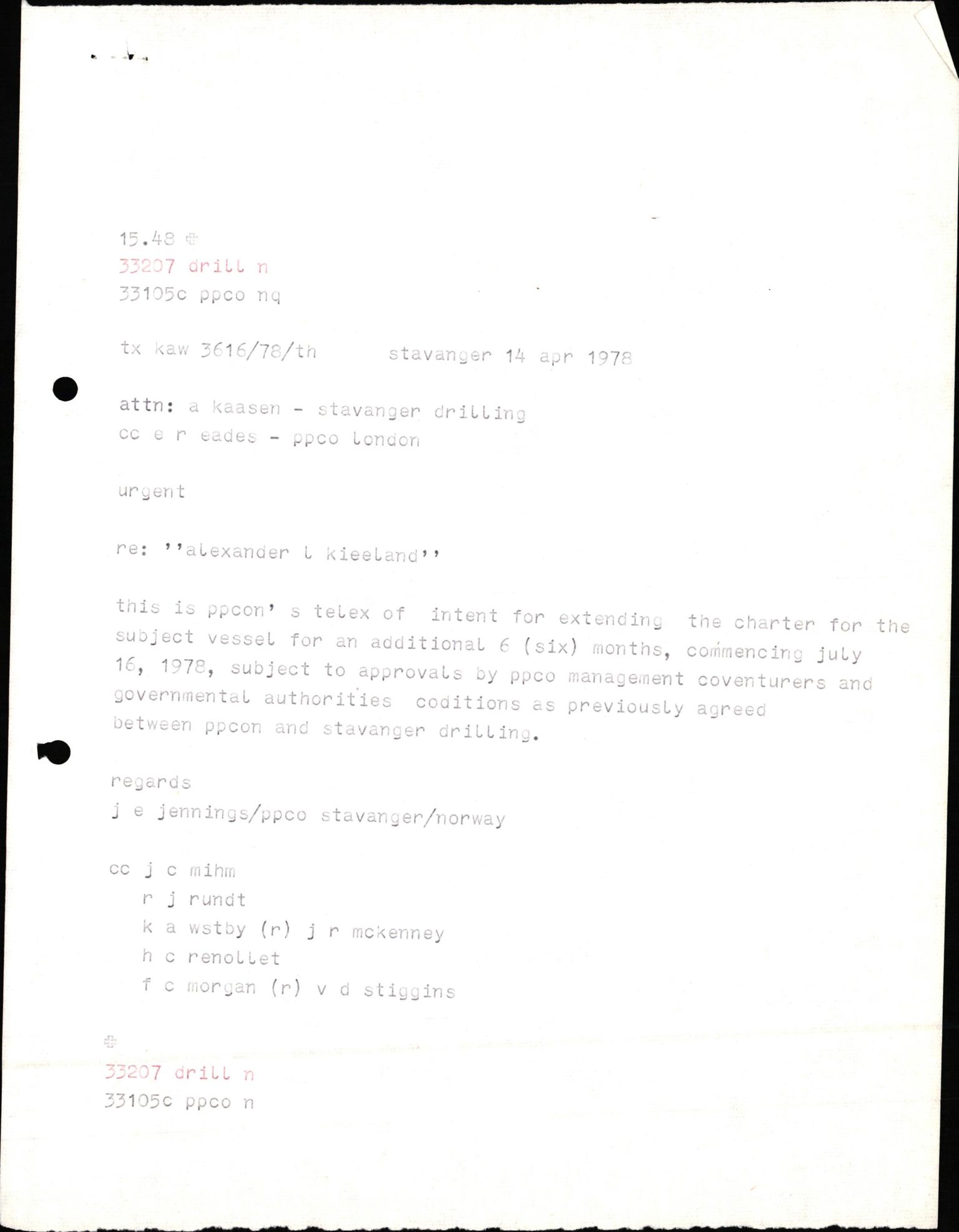 Pa 1503 - Stavanger Drilling AS, AV/SAST-A-101906/2/E/Eb/Eba/L0010: Sak og korrespondanse, 1977-1981