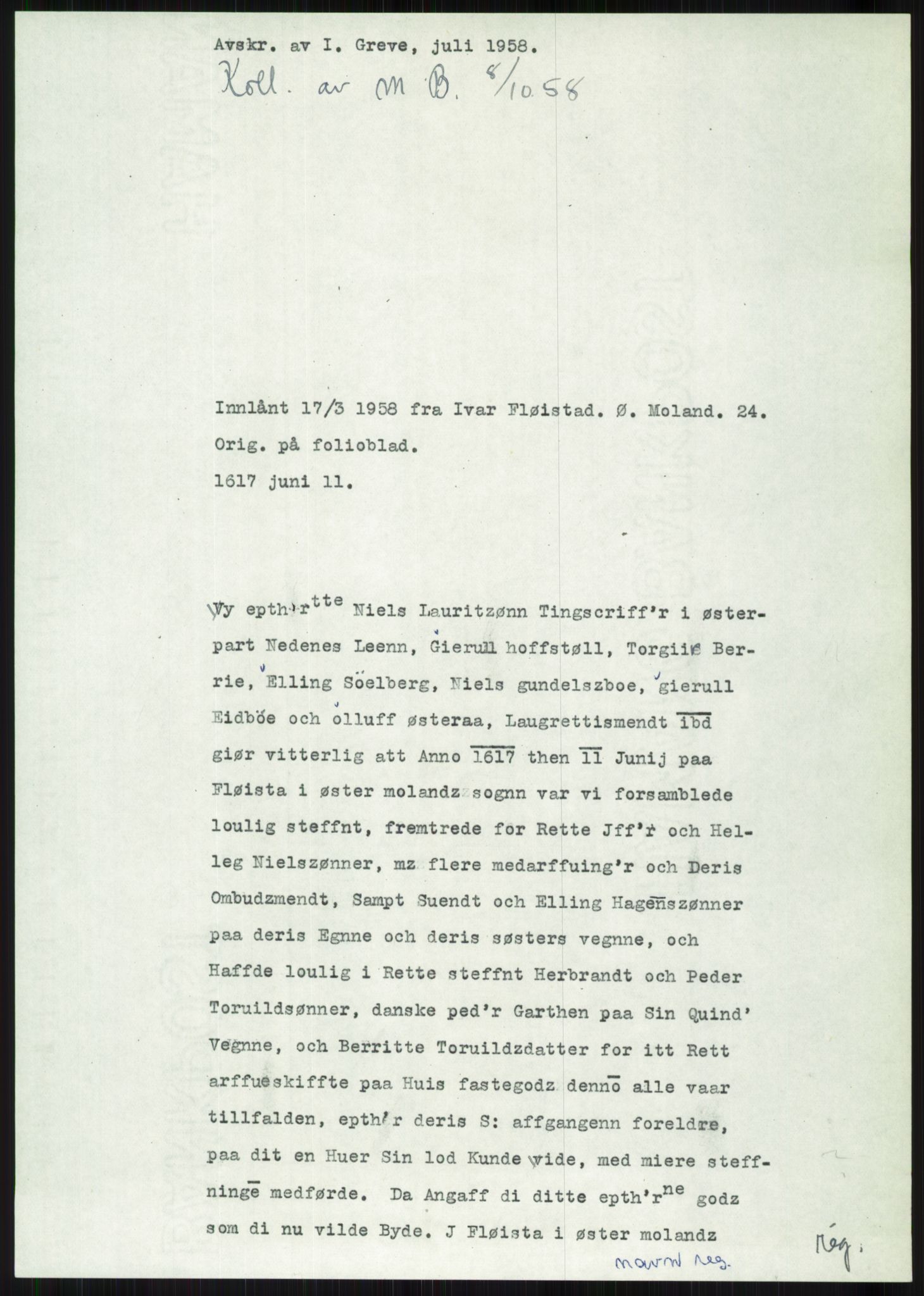 Samlinger til kildeutgivelse, Diplomavskriftsamlingen, AV/RA-EA-4053/H/Ha, p. 2085