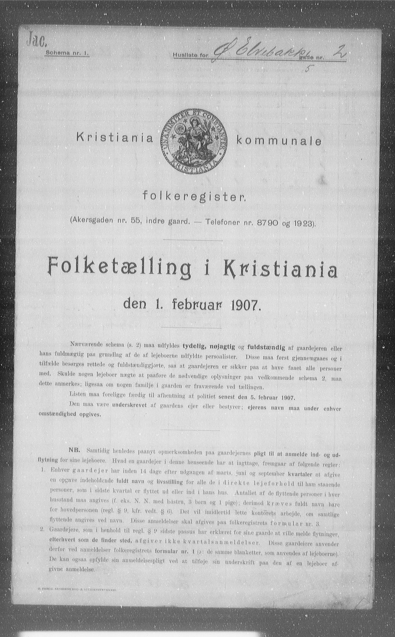 OBA, Municipal Census 1907 for Kristiania, 1907, p. 65756