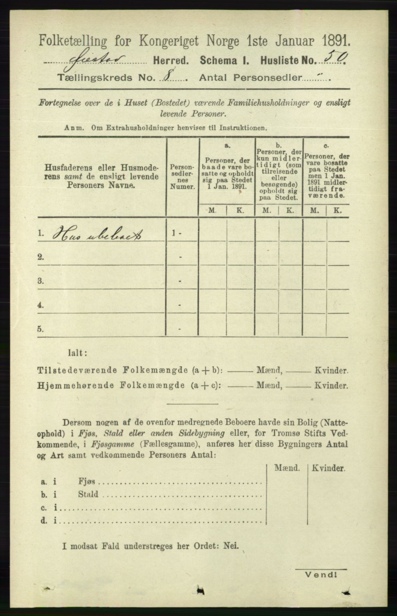 RA, 1891 census for 0920 Øyestad, 1891, p. 3184