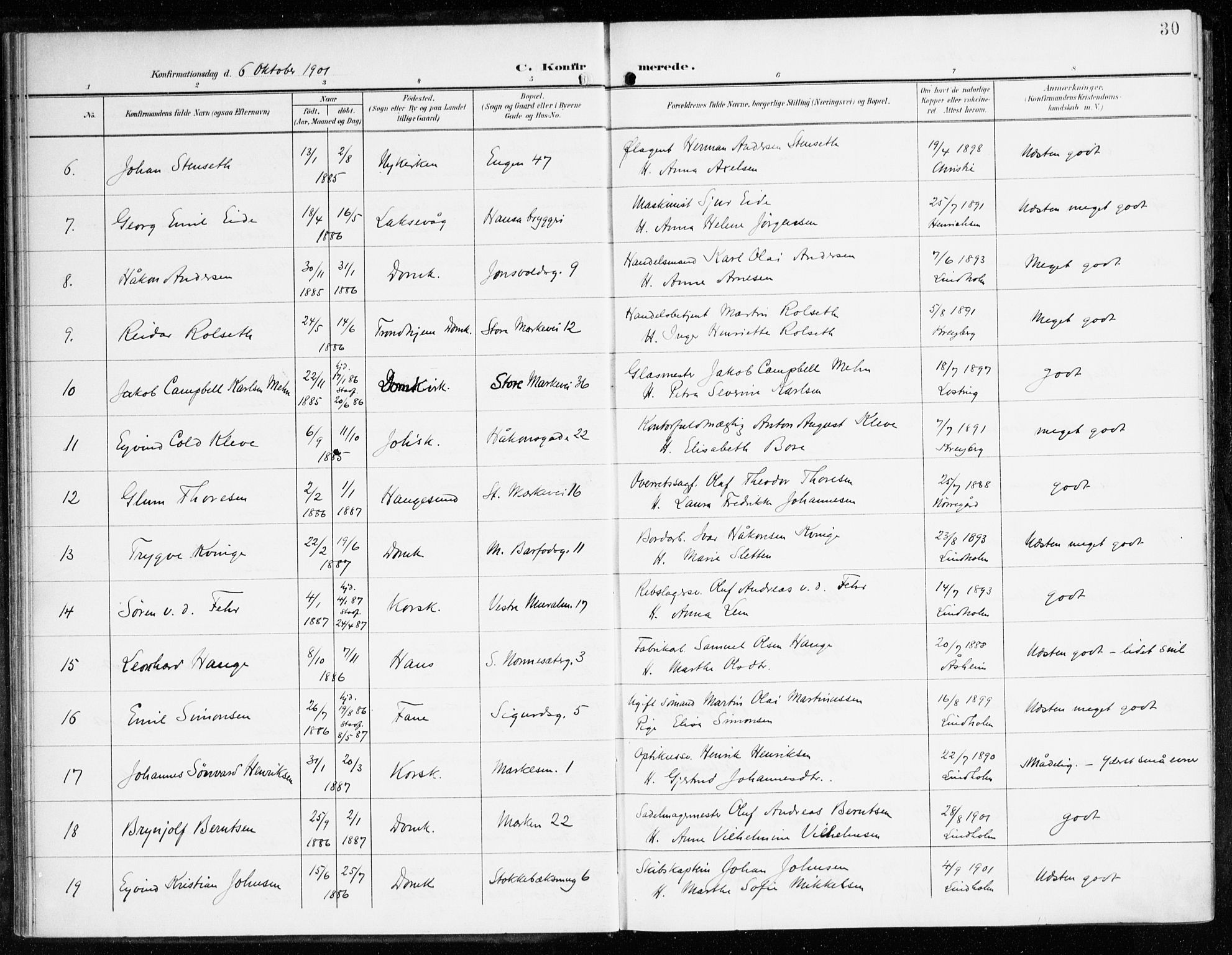Domkirken sokneprestembete, SAB/A-74801/H/Haa/L0031: Parish register (official) no. C 6, 1898-1915, p. 30