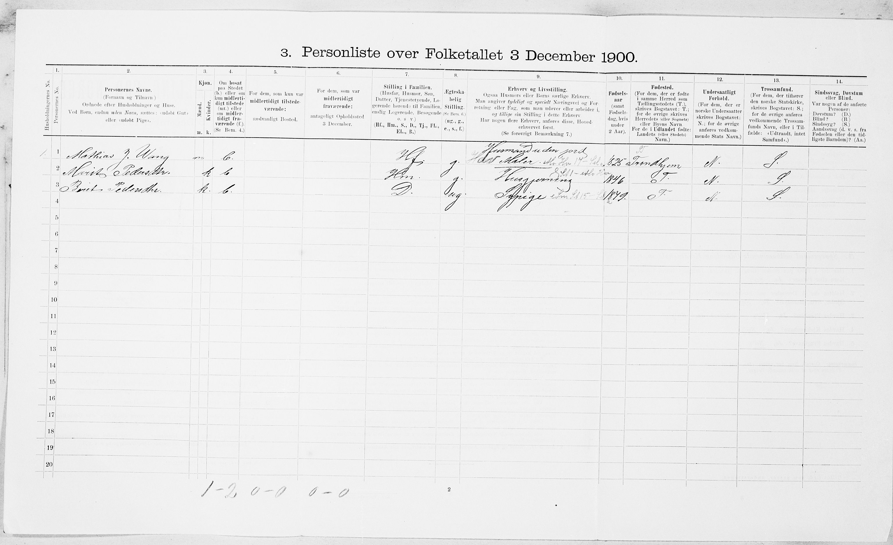 SAT, 1900 census for Singsås, 1900, p. 386