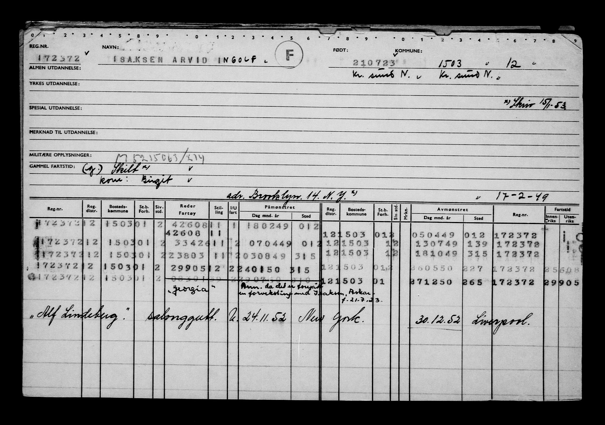 Direktoratet for sjømenn, AV/RA-S-3545/G/Gb/L0221: Hovedkort, 1923, p. 207