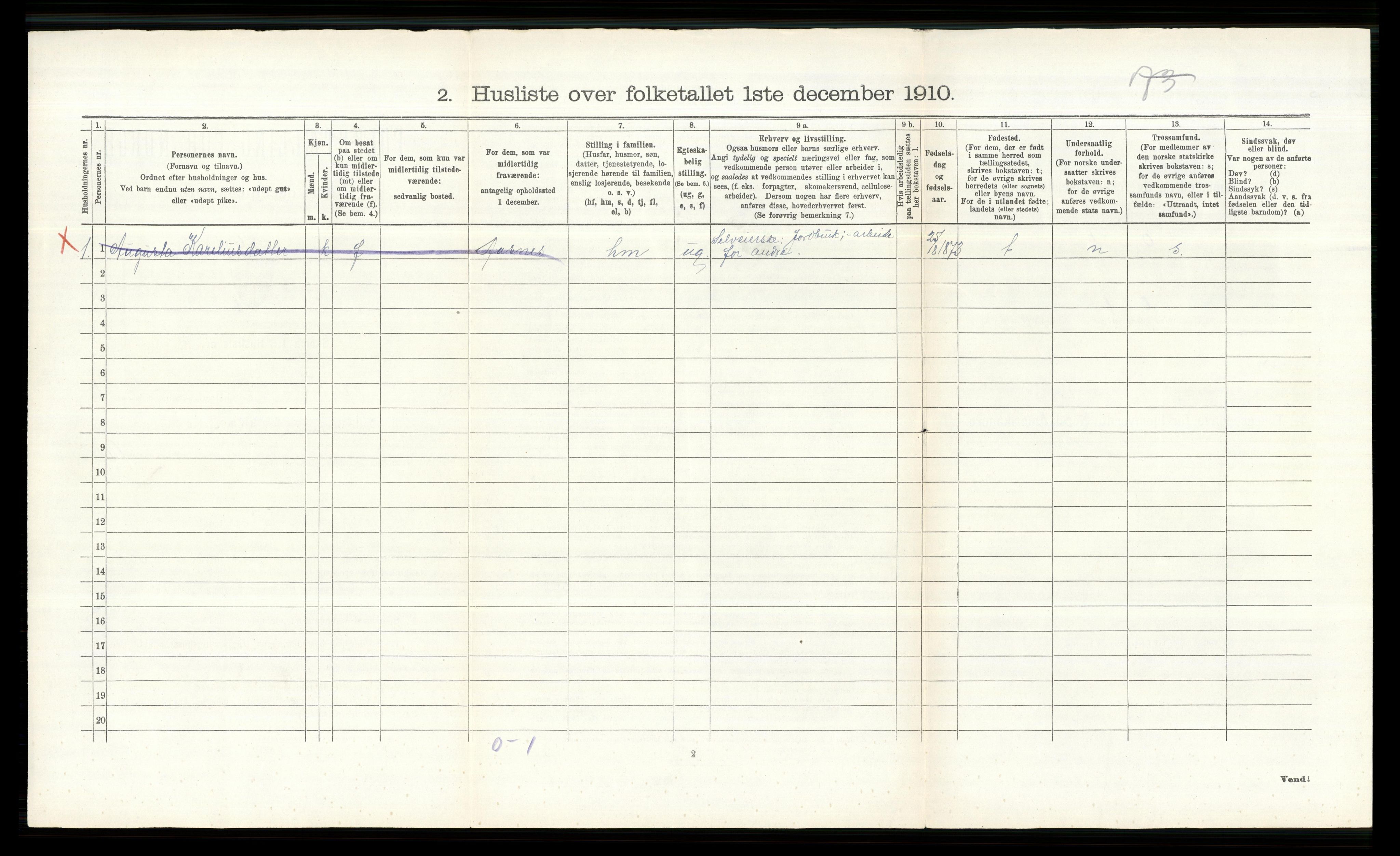 RA, 1910 census for Åsnes, 1910, p. 135