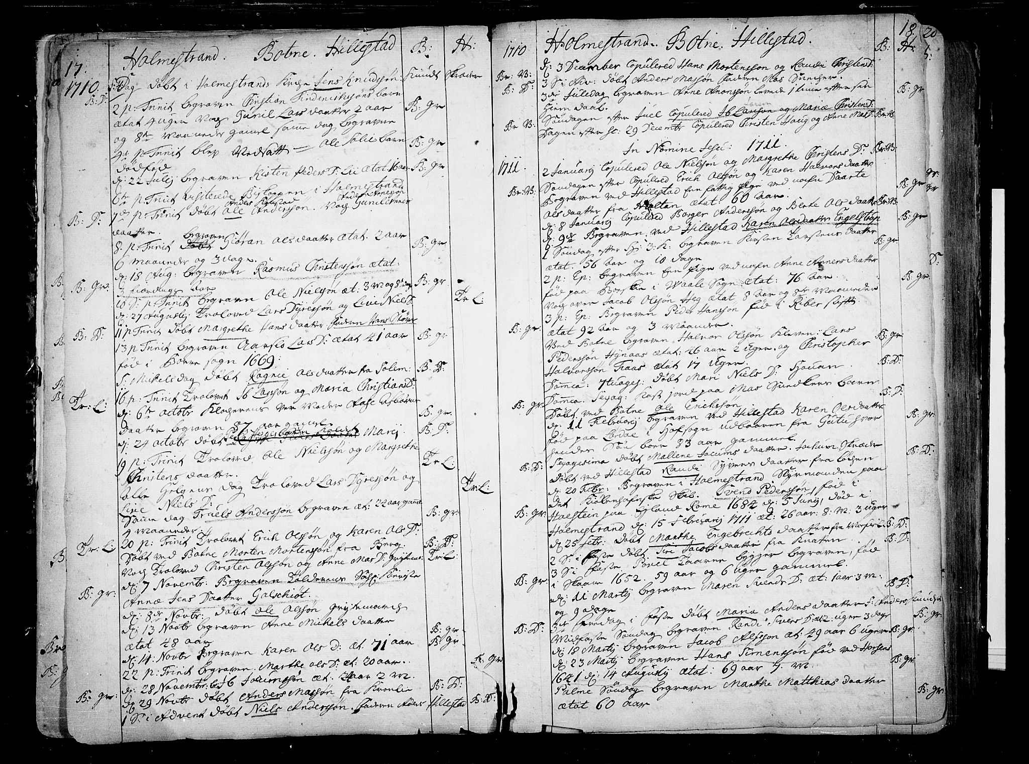 Botne kirkebøker, AV/SAKO-A-340/F/Fa/L0001a: Parish register (official) no. I 1A, 1707-1778, p. 17-18