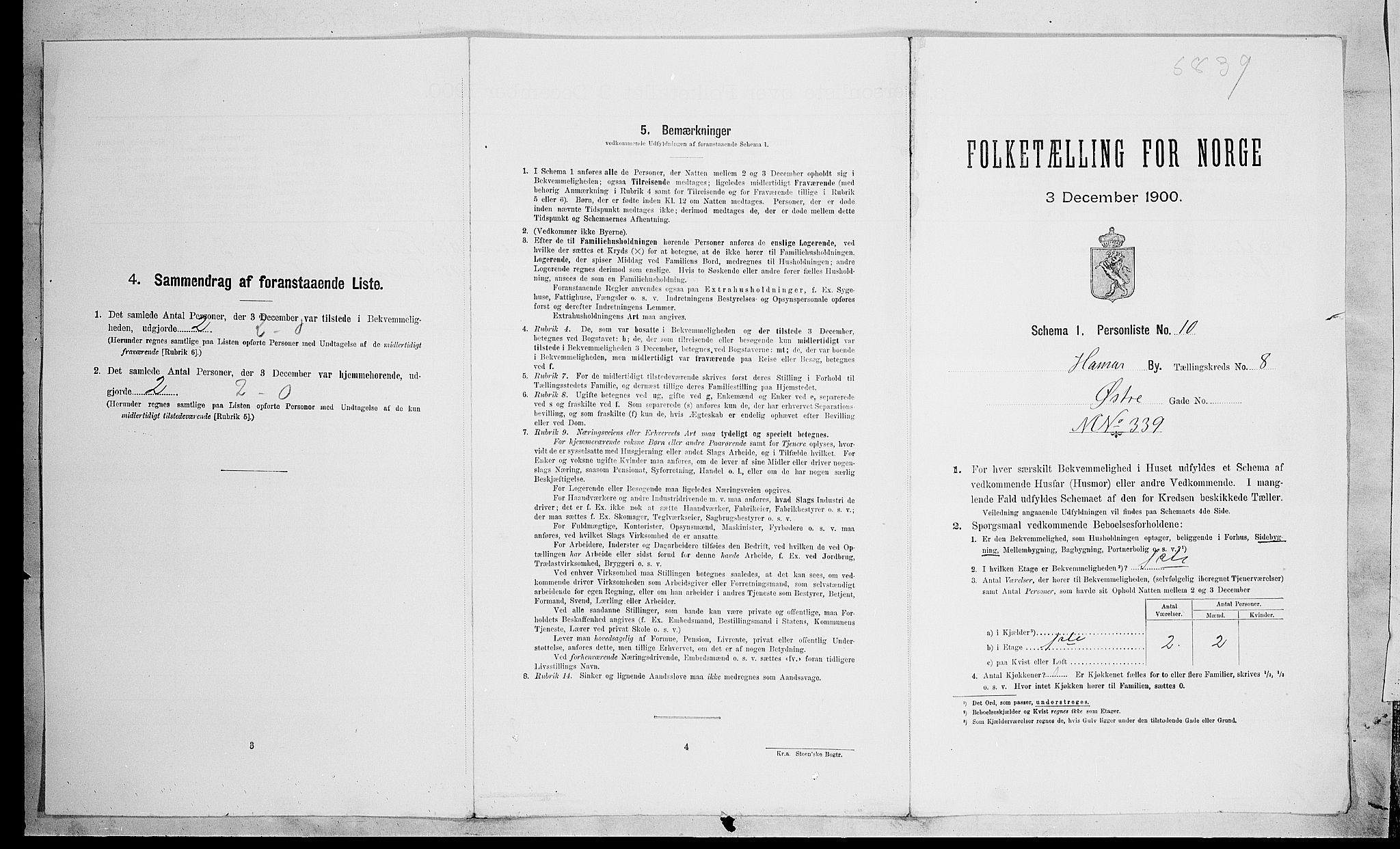 SAH, 1900 census for Hamar, 1900, p. 2516