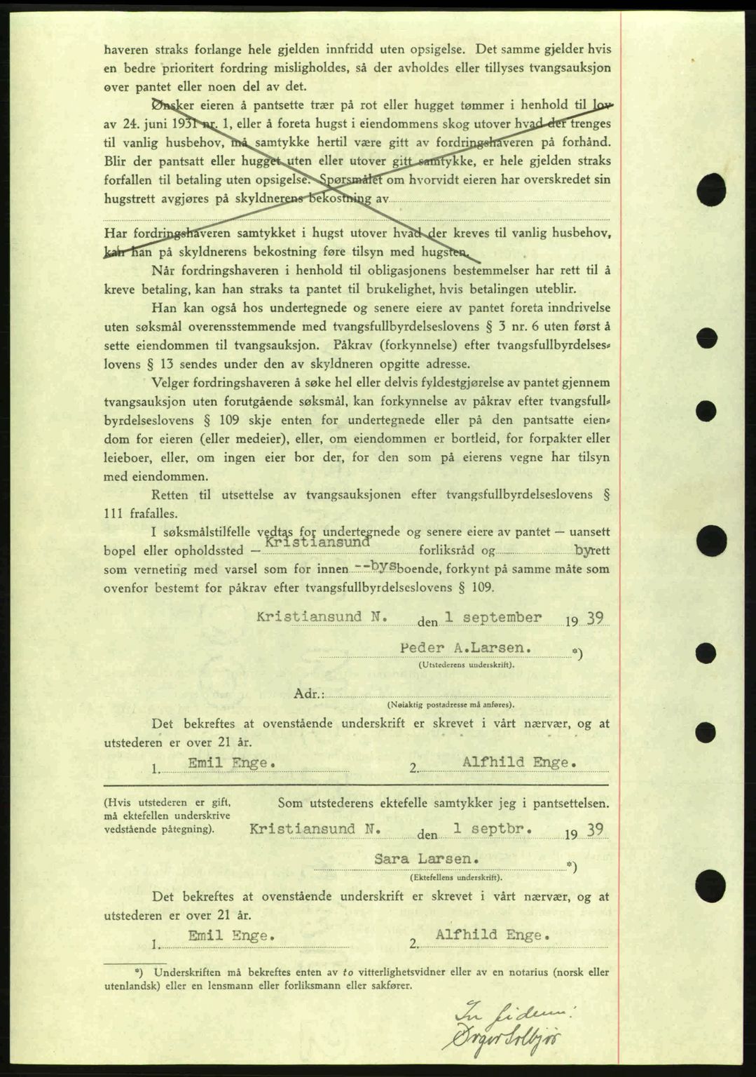 Kristiansund byfogd, SAT/A-4587/A/27: Mortgage book no. 31, 1938-1939, Diary no: : 690/1939