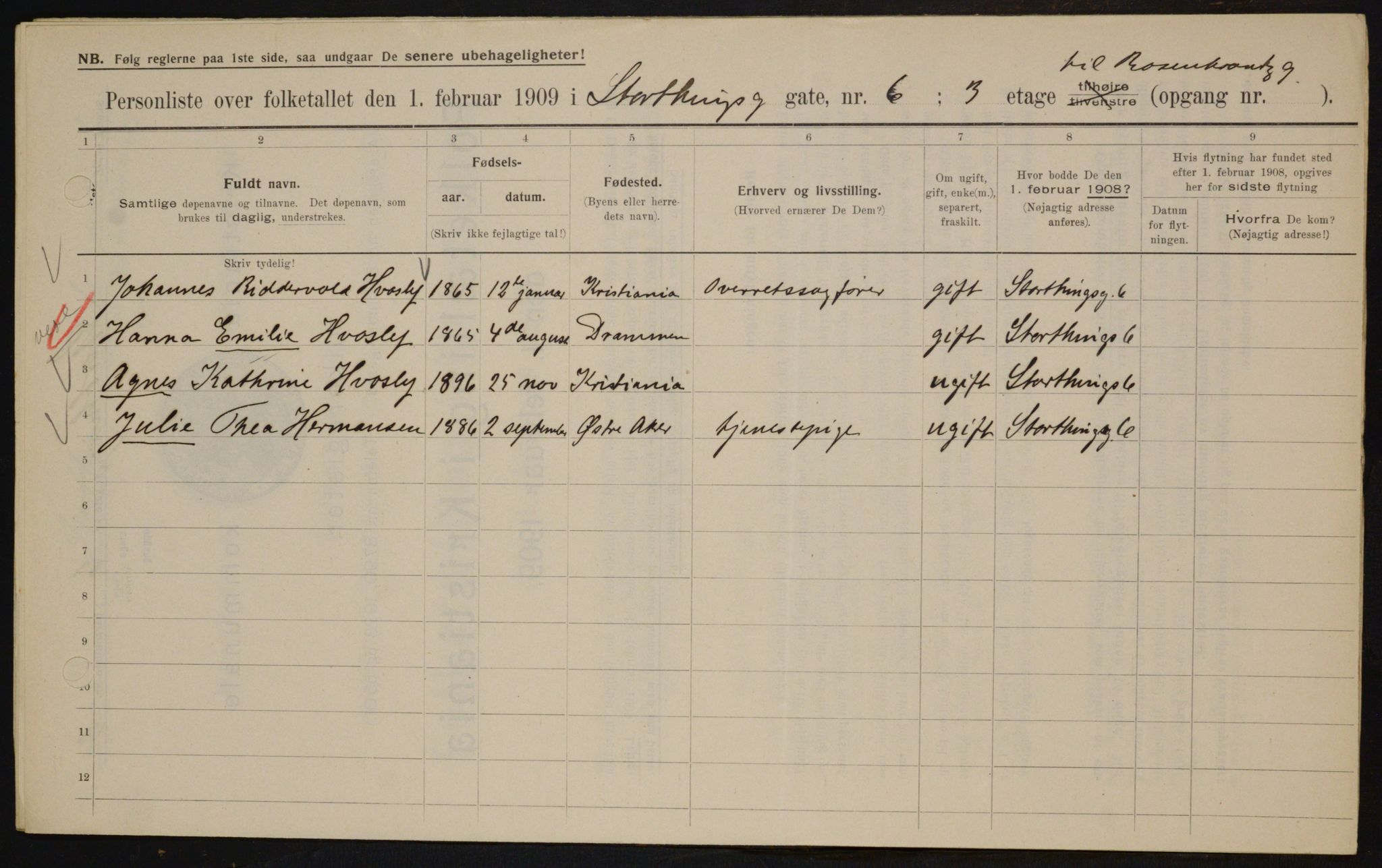 OBA, Municipal Census 1909 for Kristiania, 1909, p. 93594