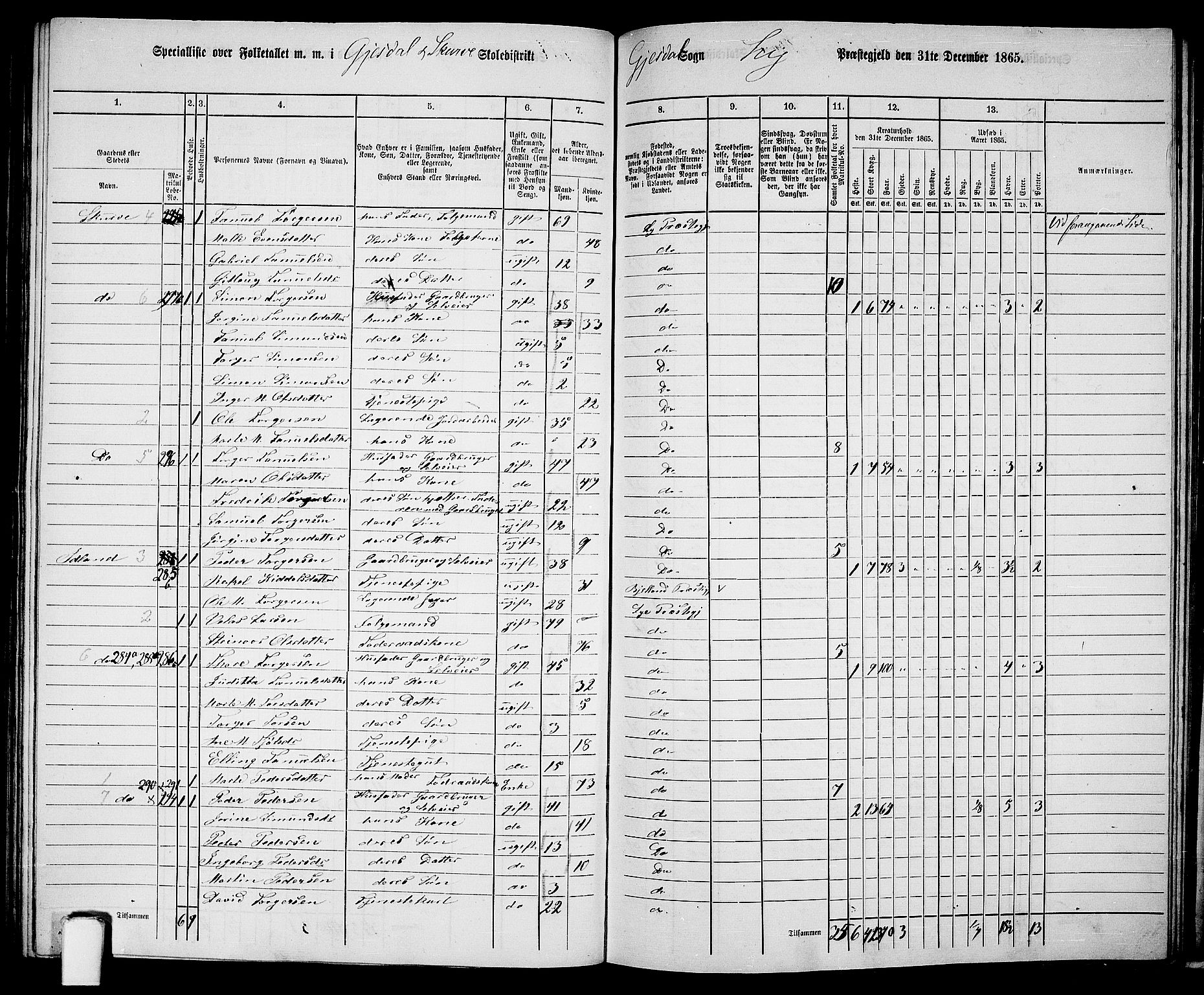 RA, 1865 census for Lye, 1865, p. 129