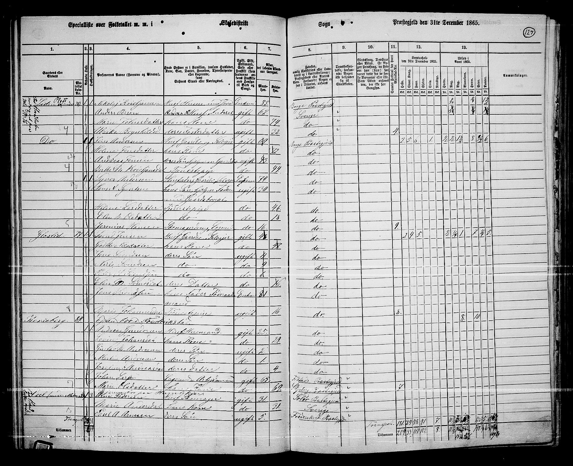 RA, 1865 census for Borge, 1865, p. 116