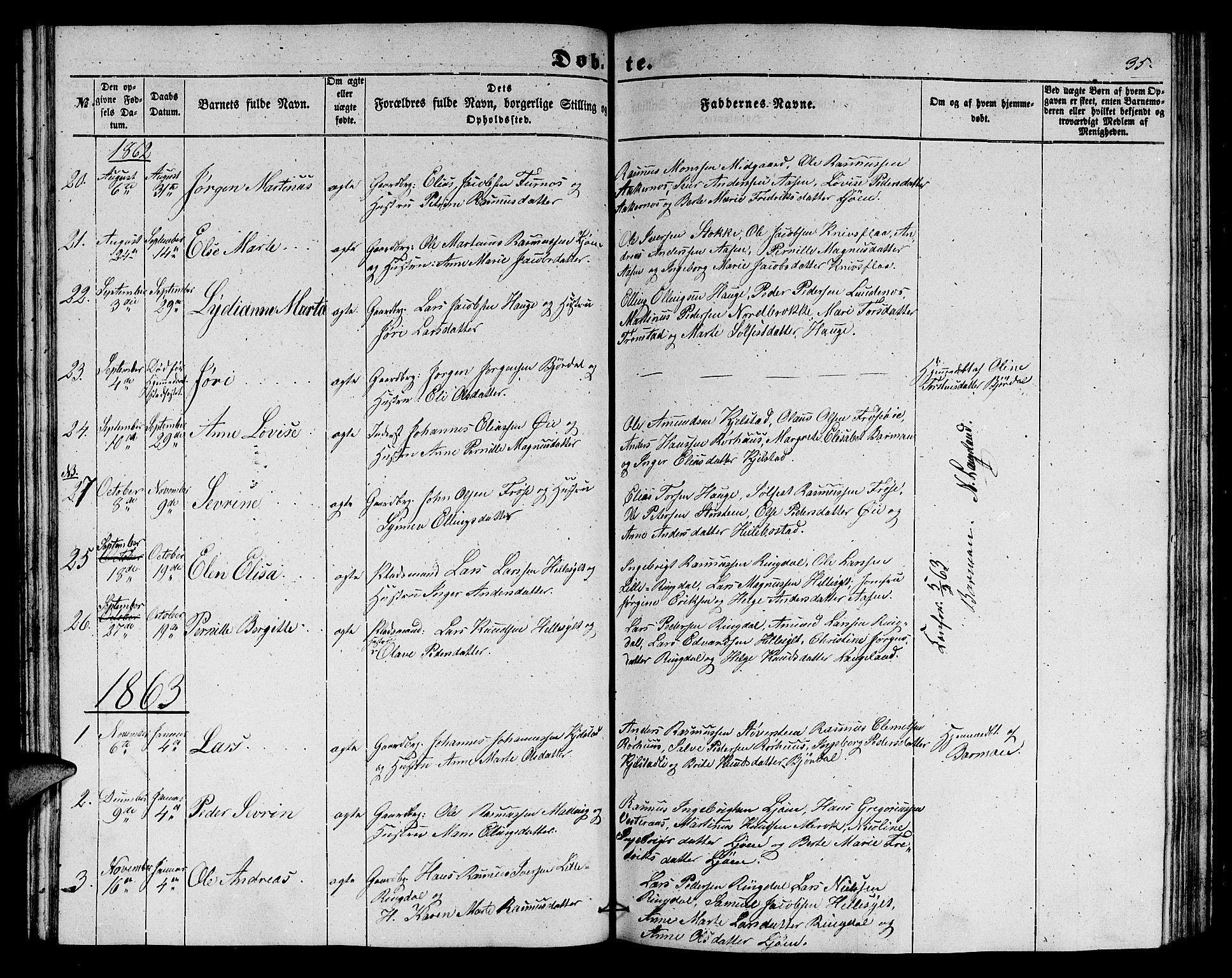 Ministerialprotokoller, klokkerbøker og fødselsregistre - Møre og Romsdal, SAT/A-1454/517/L0228: Parish register (copy) no. 517C01, 1854-1865, p. 35