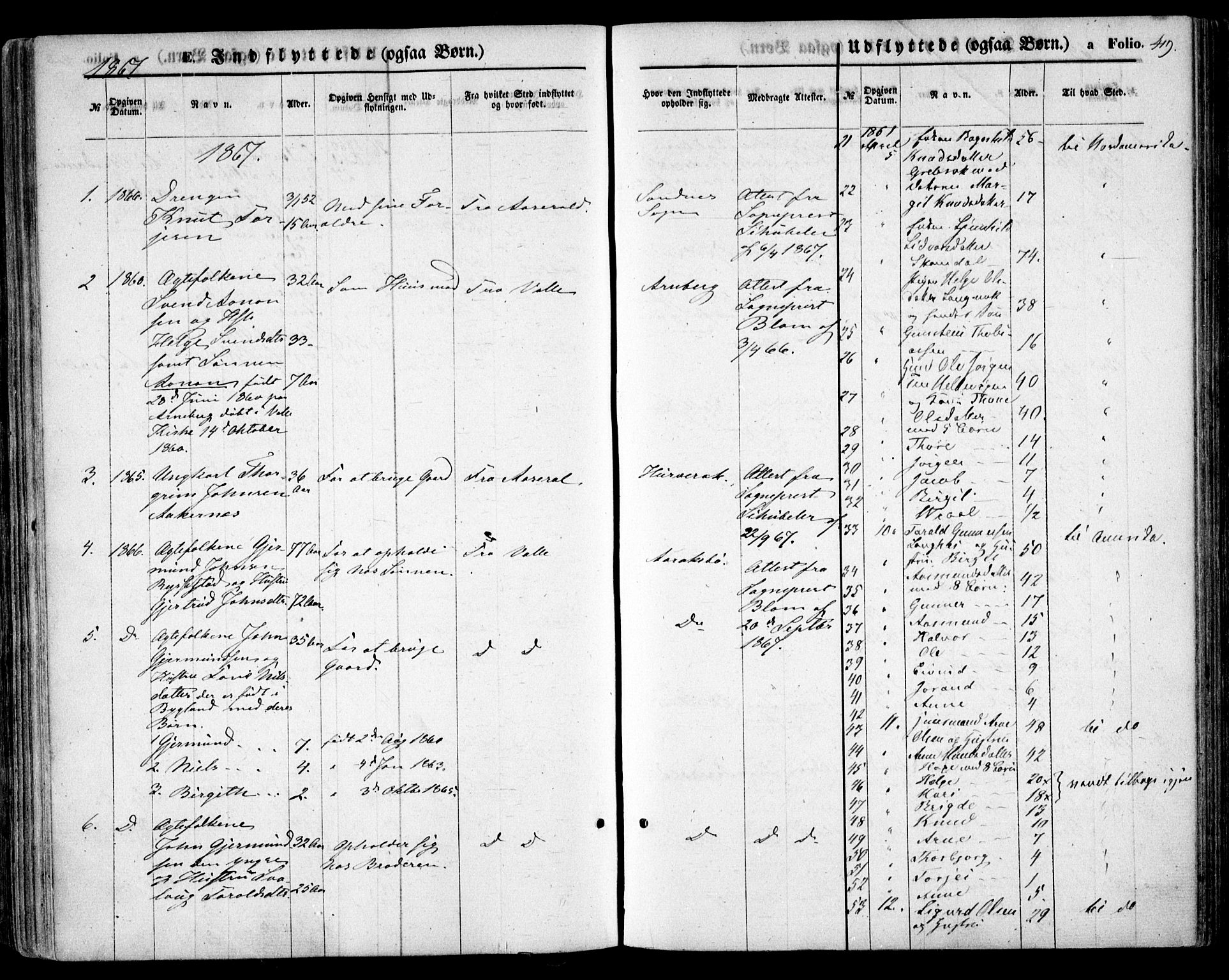 Bygland sokneprestkontor, SAK/1111-0006/F/Fa/Fab/L0005: Parish register (official) no. A 5, 1859-1873, p. 420