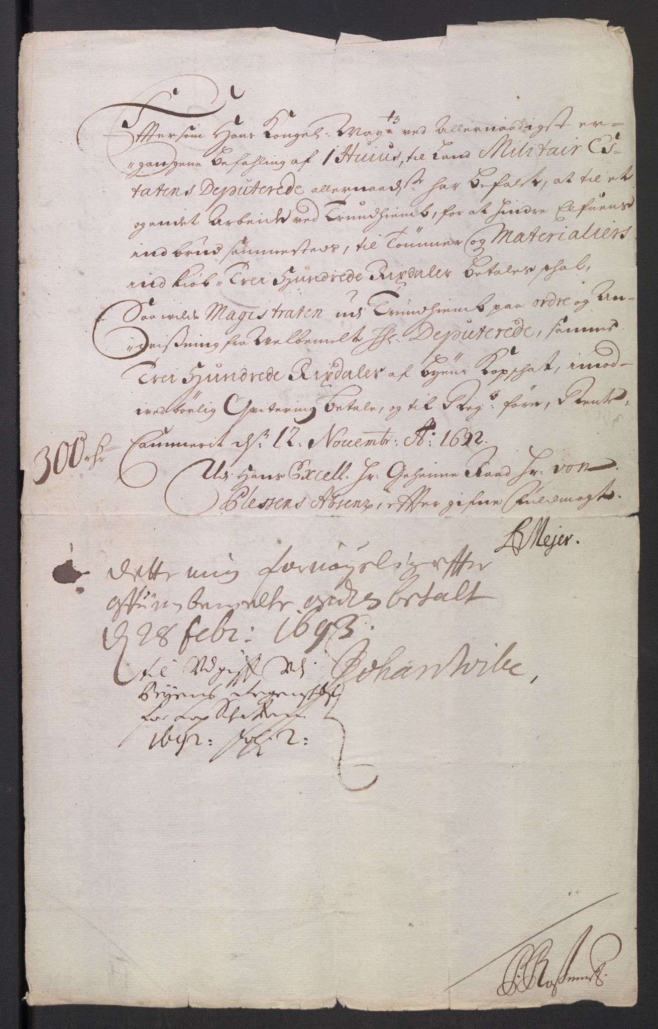 Rentekammeret inntil 1814, Reviderte regnskaper, Byregnskaper, RA/EA-4066/R/Rs/L0506: [S2] Kontribusjonsregnskap, 1691-1692, p. 663