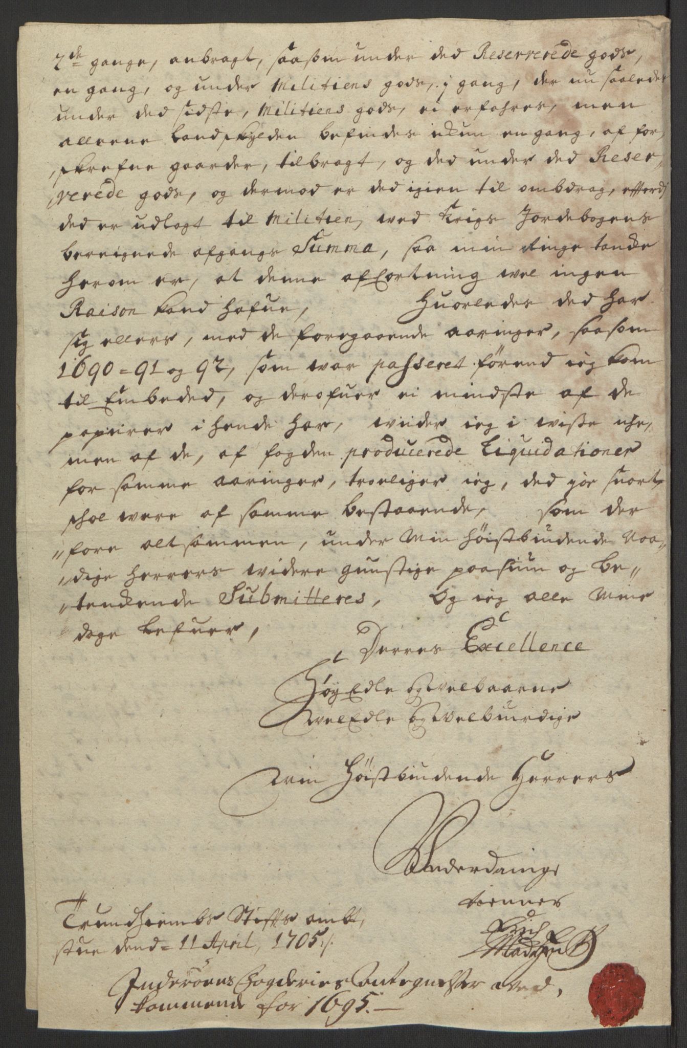 Rentekammeret inntil 1814, Reviderte regnskaper, Fogderegnskap, RA/EA-4092/R63/L4309: Fogderegnskap Inderøy, 1695-1697, p. 119