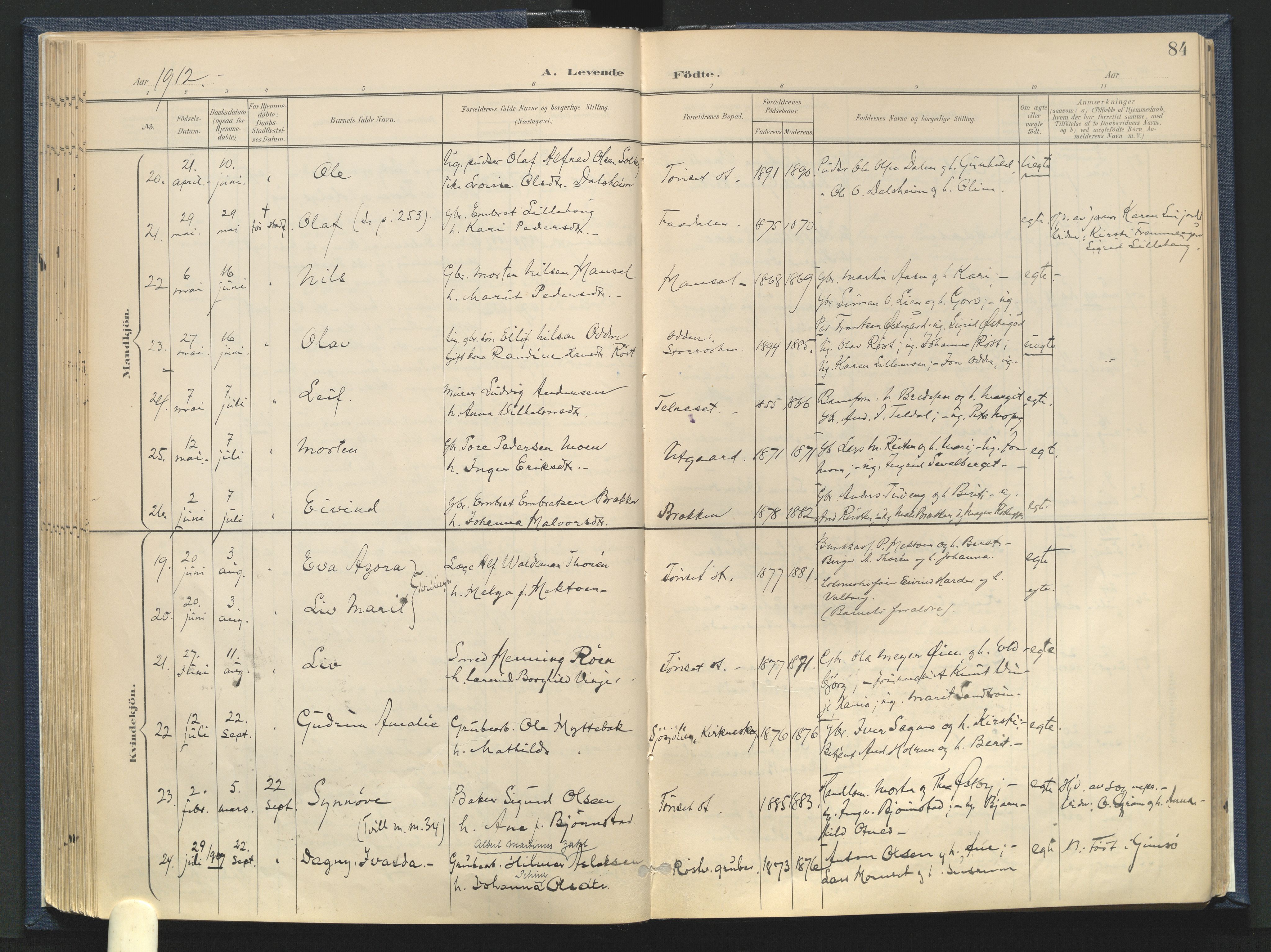 Tynset prestekontor, AV/SAH-PREST-058/H/Ha/Haa/L0025: Parish register (official) no. 25, 1900-1914, p. 84