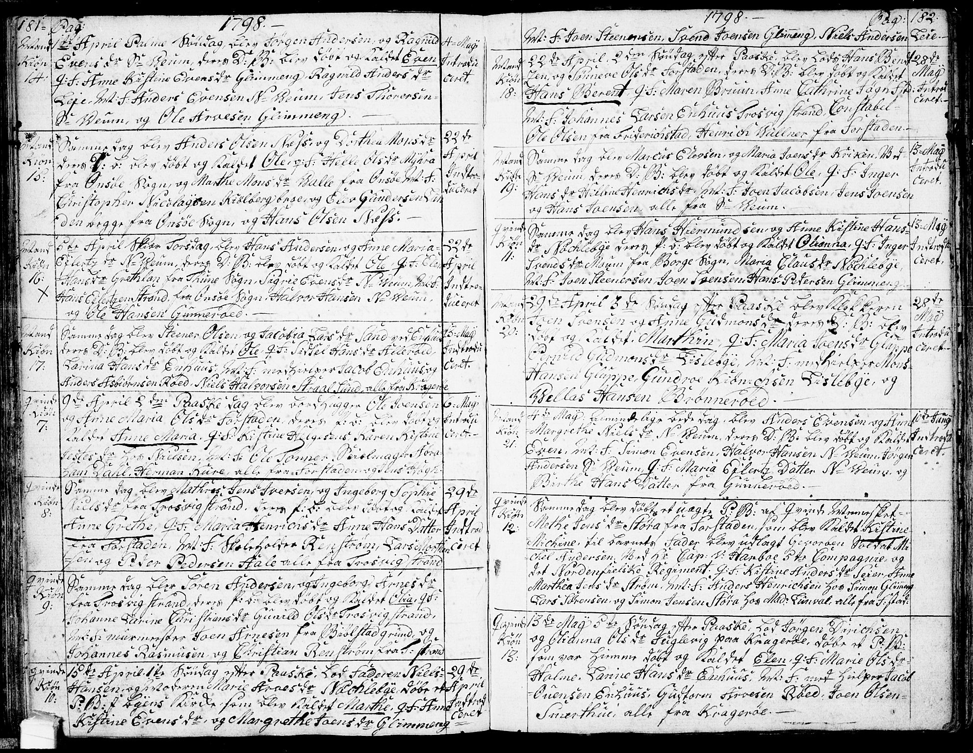 Glemmen prestekontor Kirkebøker, AV/SAO-A-10908/F/Fa/L0002: Parish register (official) no. 2, 1771-1803, p. 181-182