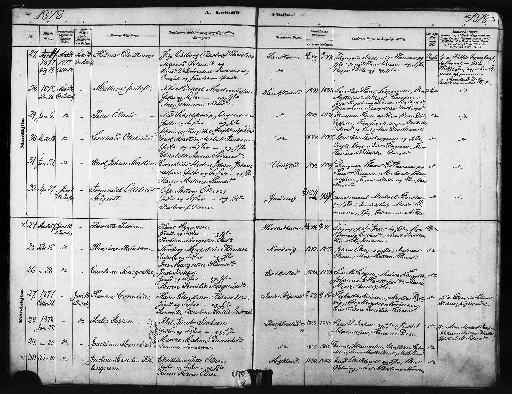 Trondenes sokneprestkontor, SATØ/S-1319/H/Ha/L0014kirke: Parish register (official) no. 14, 1878-1889, p. 5
