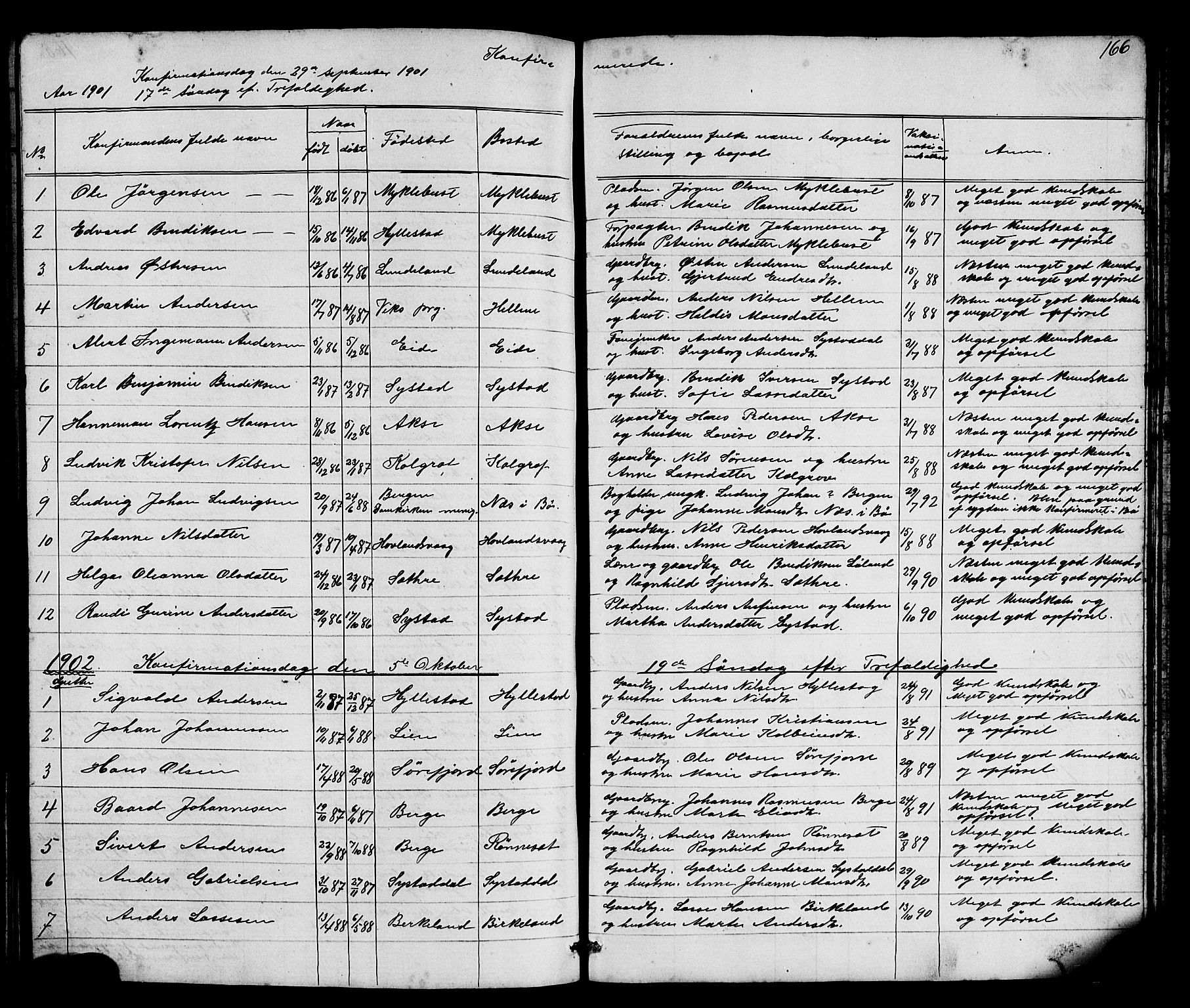 Hyllestad sokneprestembete, SAB/A-80401: Parish register (copy) no. A 2, 1876-1906, p. 166