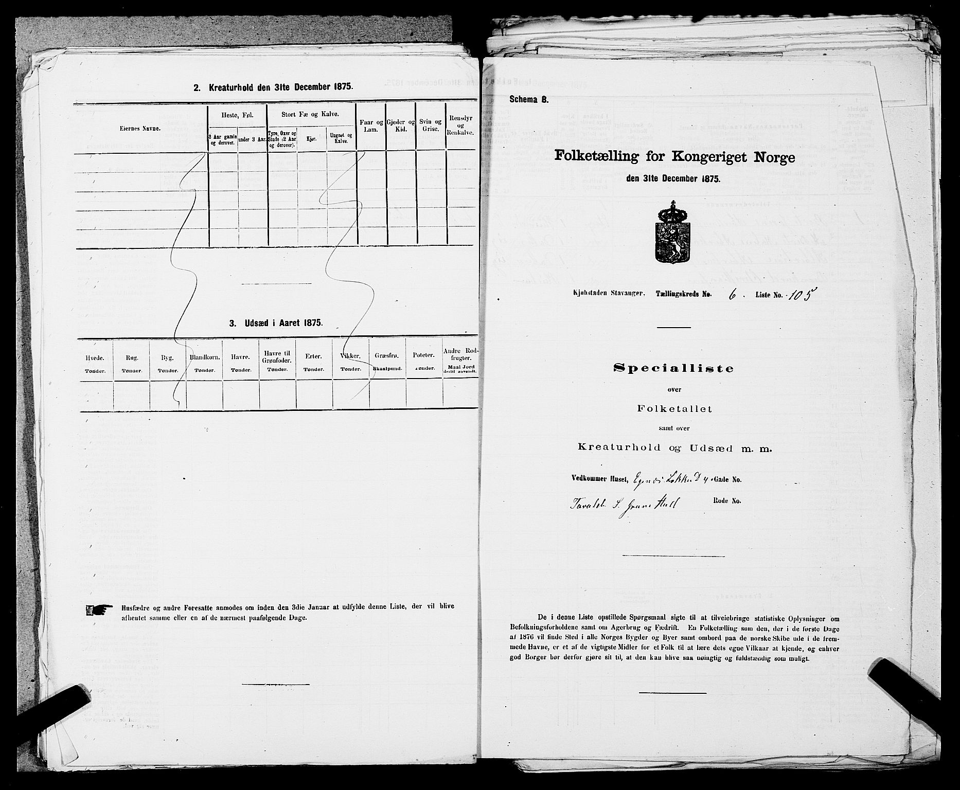 SAST, 1875 census for 1103 Stavanger, 1875, p. 1154