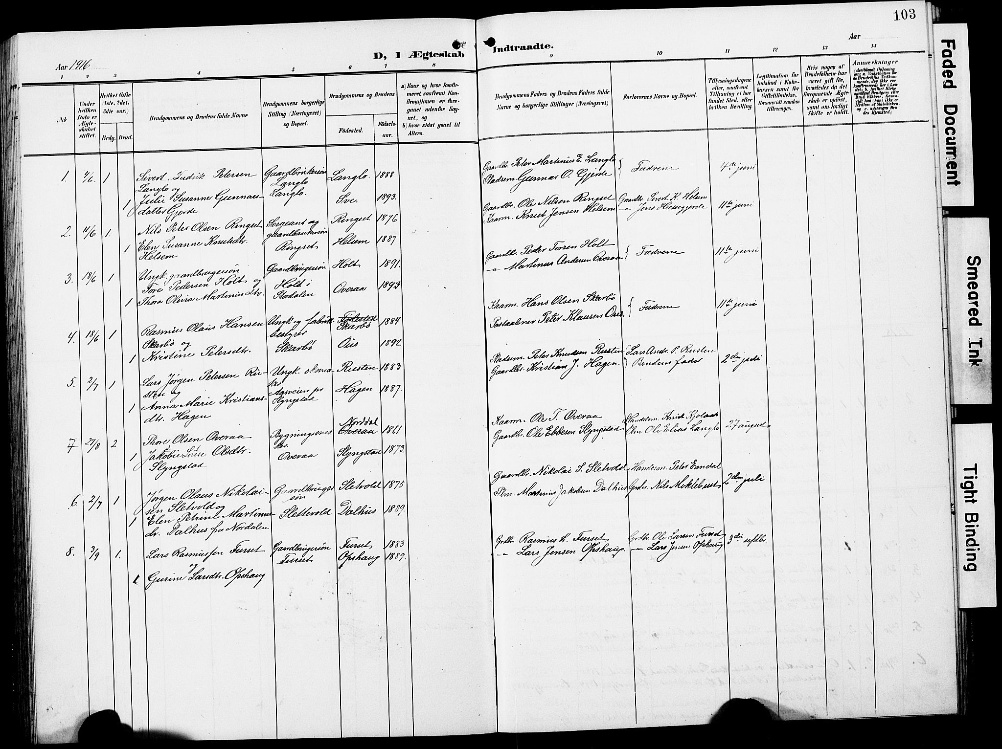Ministerialprotokoller, klokkerbøker og fødselsregistre - Møre og Romsdal, SAT/A-1454/520/L0293: Parish register (copy) no. 520C05, 1902-1923, p. 103