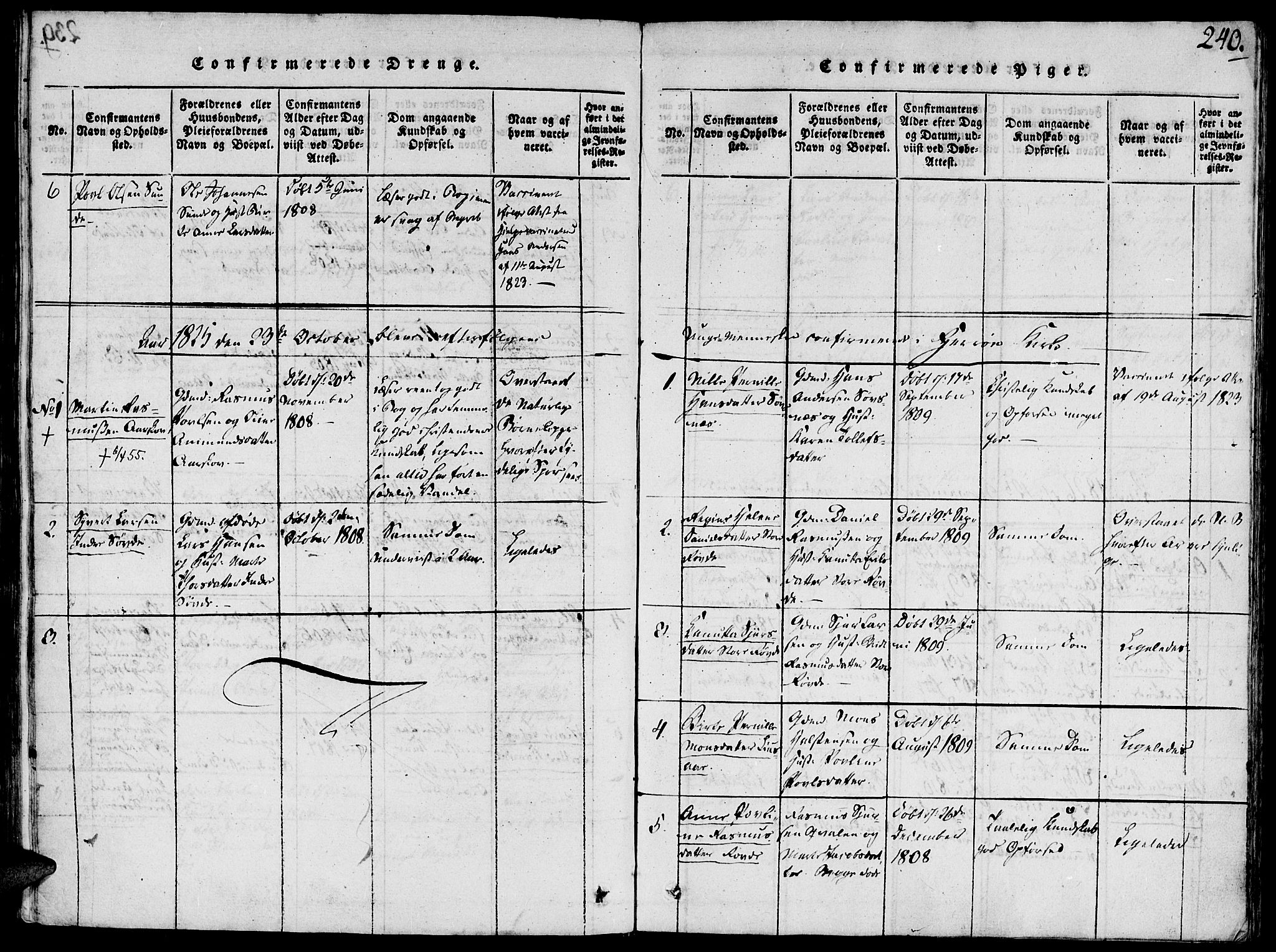 Ministerialprotokoller, klokkerbøker og fødselsregistre - Møre og Romsdal, SAT/A-1454/504/L0054: Parish register (official) no. 504A01, 1816-1861, p. 240