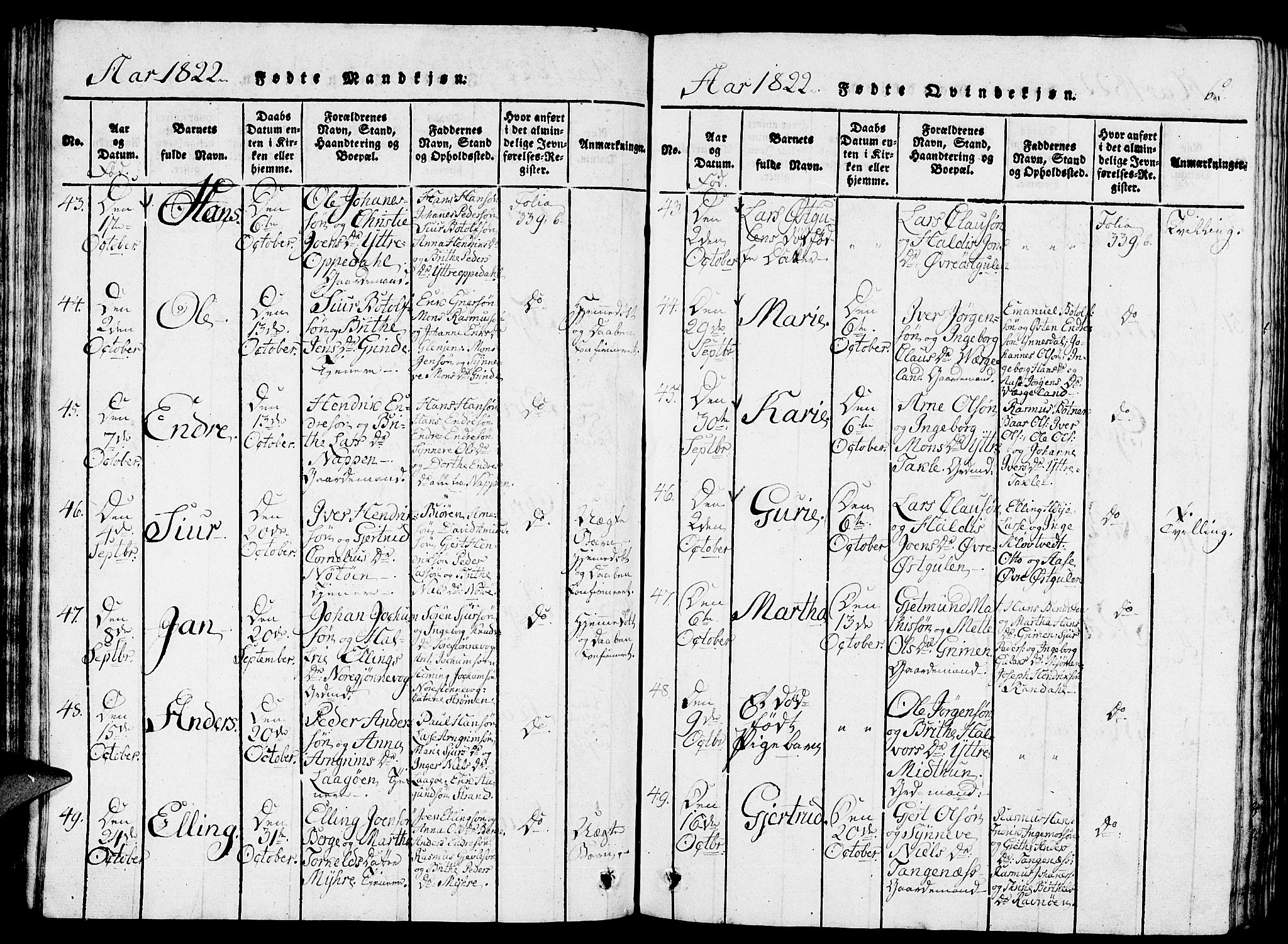 Gulen sokneprestembete, AV/SAB-A-80201/H/Haa/Haaa/L0018: Parish register (official) no. A 18, 1816-1825, p. 62