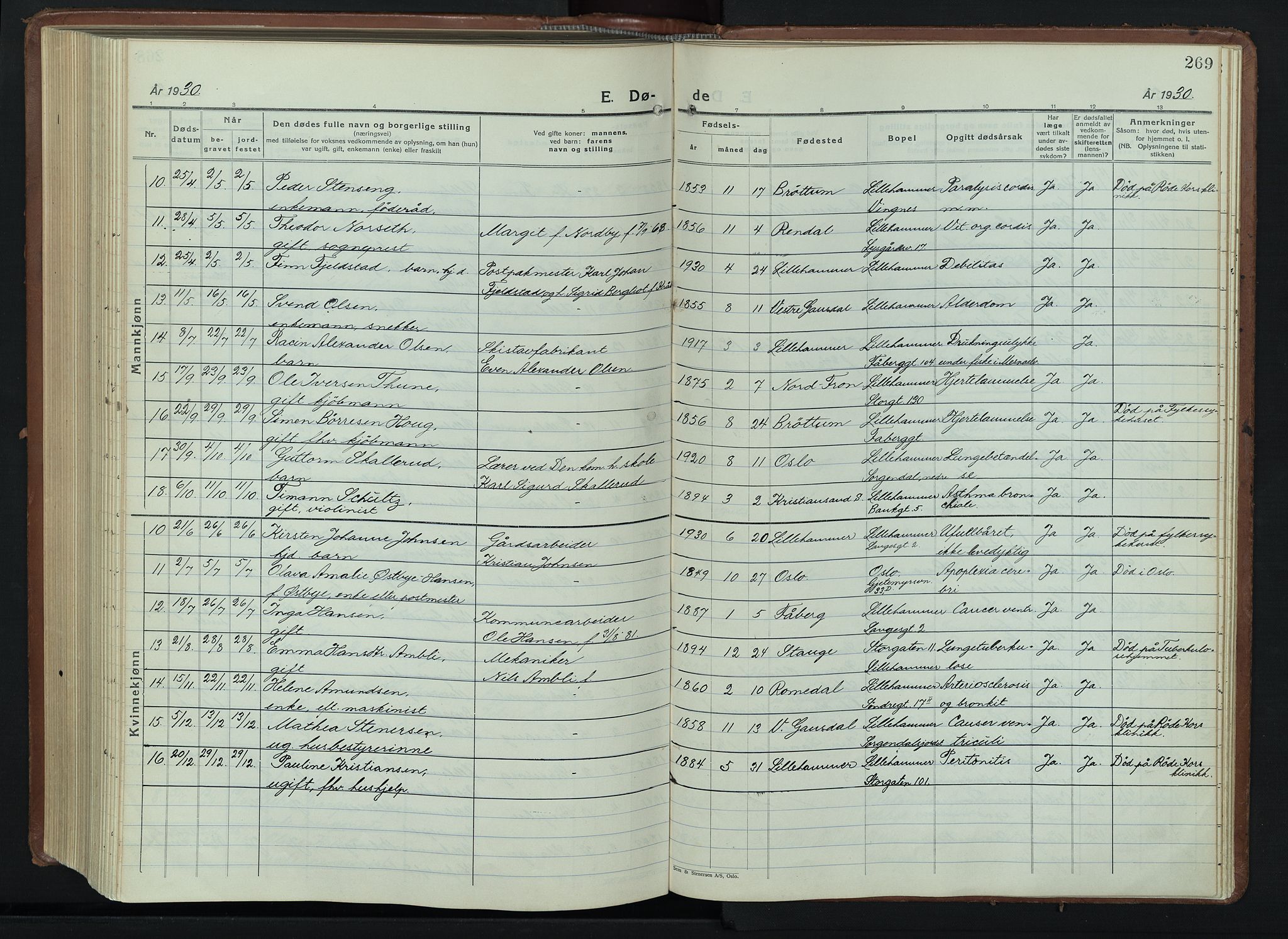 Lillehammer prestekontor, AV/SAH-PREST-088/H/Ha/Hab/L0003: Parish register (copy) no. 3, 1927-1943, p. 269