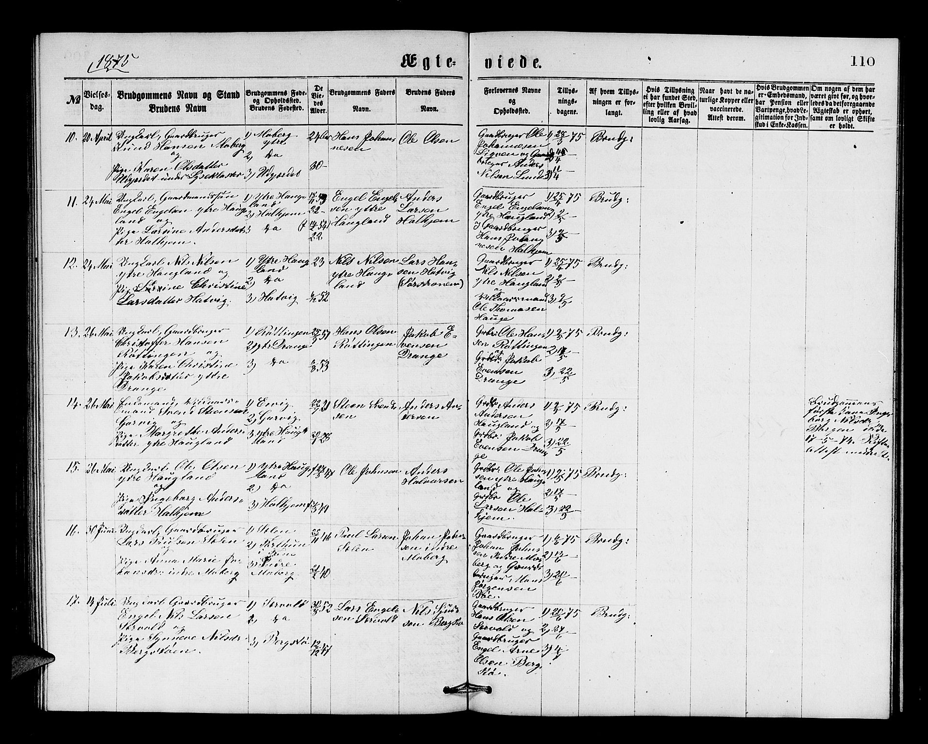 Os sokneprestembete, AV/SAB-A-99929: Parish register (copy) no. A 1, 1869-1879, p. 110