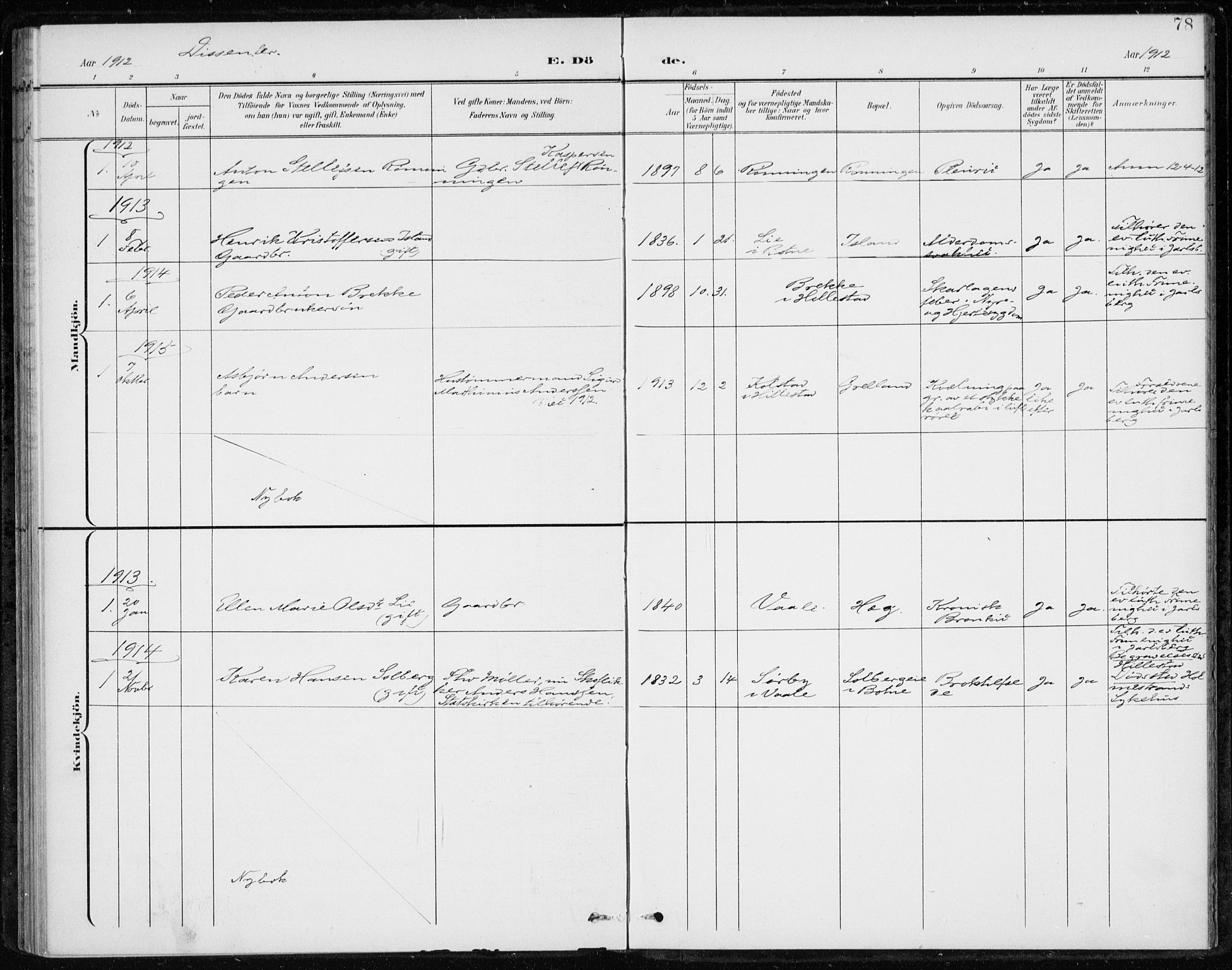 Botne kirkebøker, AV/SAKO-A-340/F/Fb/L0002: Parish register (official) no. II 2, 1902-1915, p. 78