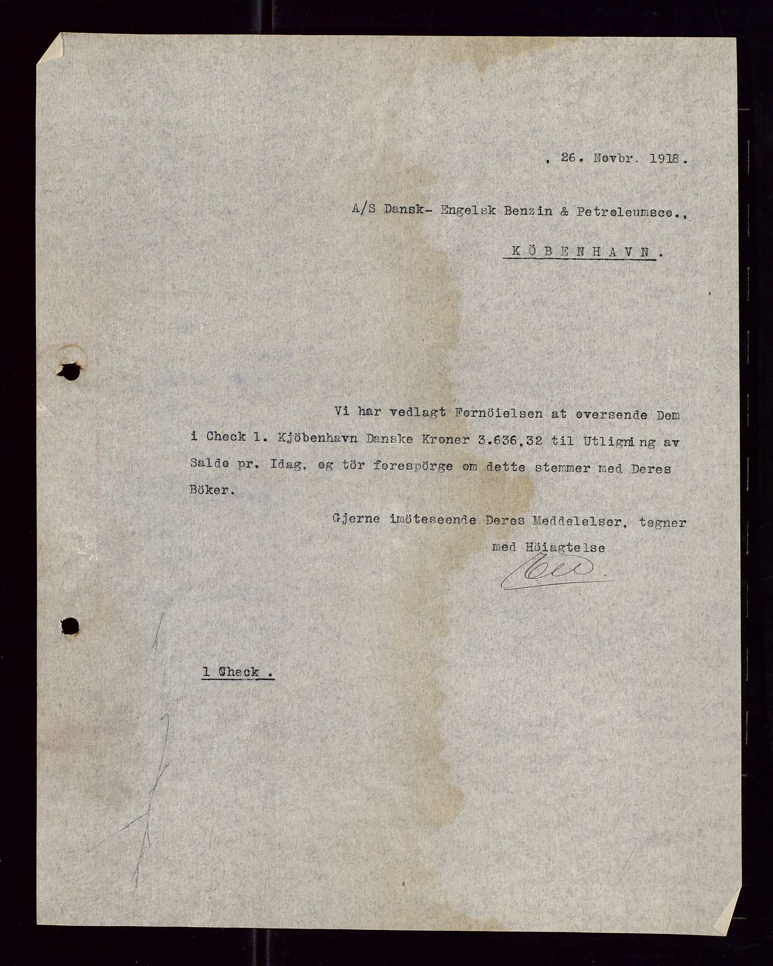 Pa 1521 - A/S Norske Shell, AV/SAST-A-101915/E/Ea/Eaa/L0005: Sjefskorrespondanse, 1918, p. 102